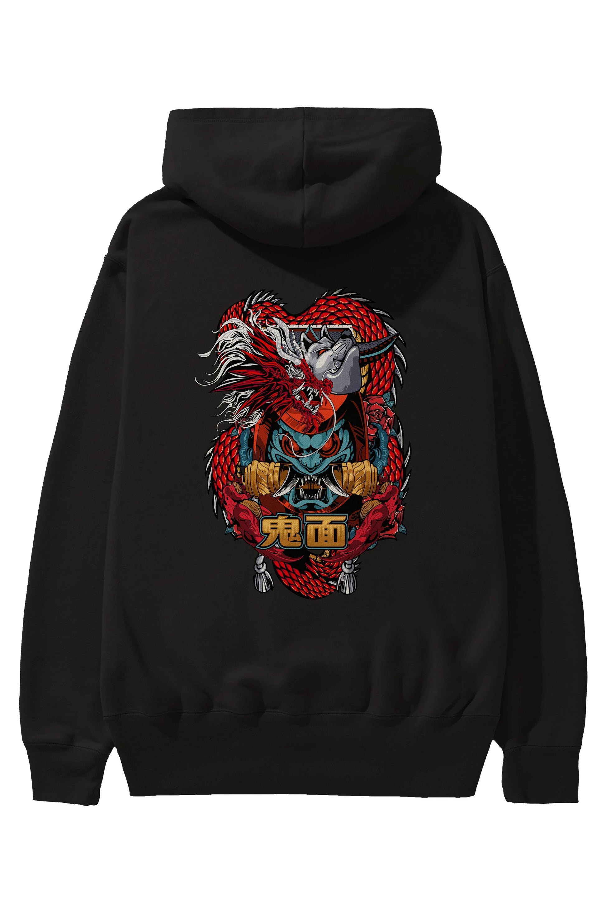 TRIBAL Anime Arka Baskılı Hoodie Oversize Kapüşonlu Sweatshirt Erkek Kadın Unisex