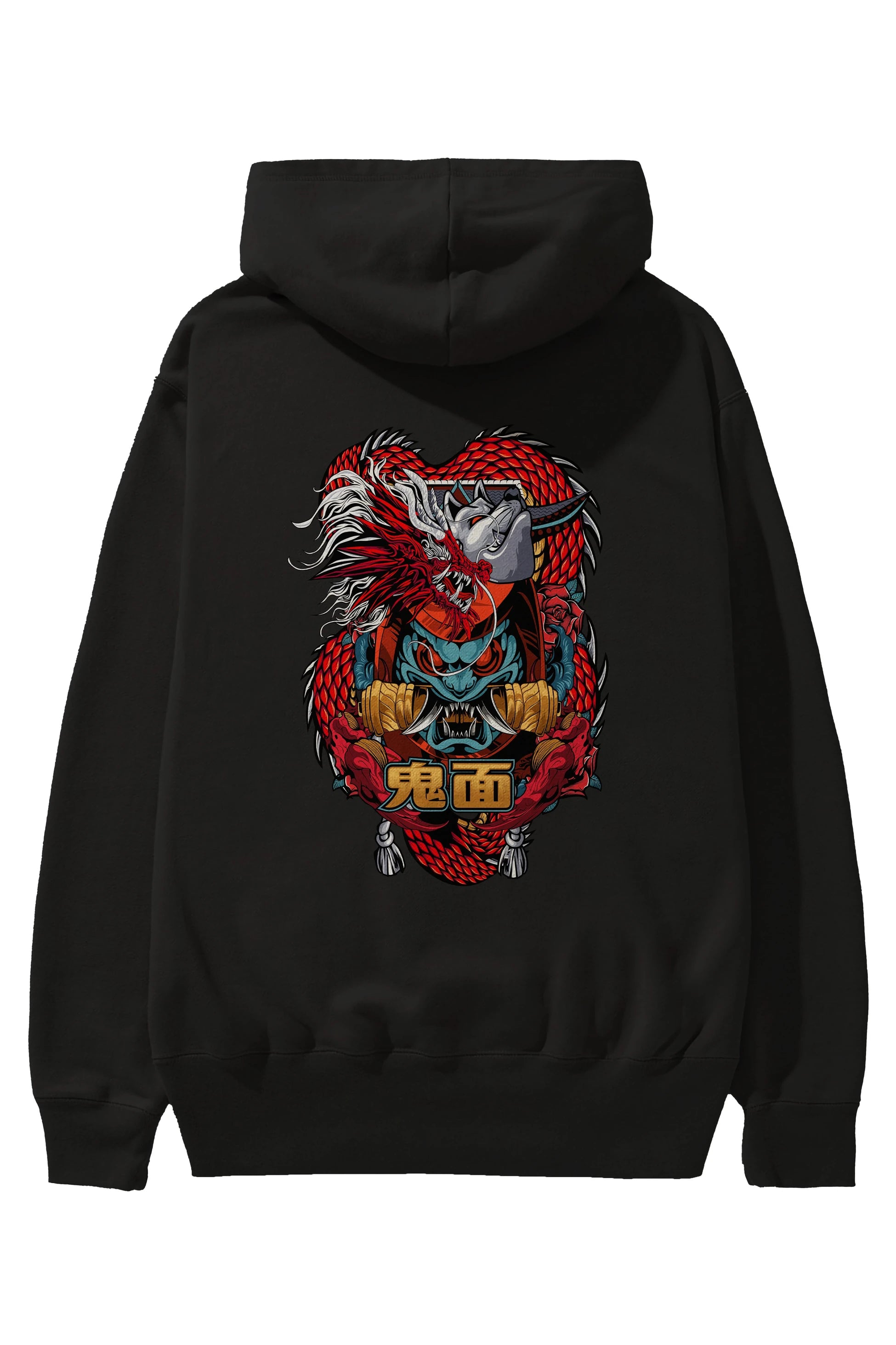 TRIBAL Anime Arka Baskılı Hoodie Oversize Kapüşonlu Sweatshirt Erkek Kadın Unisex