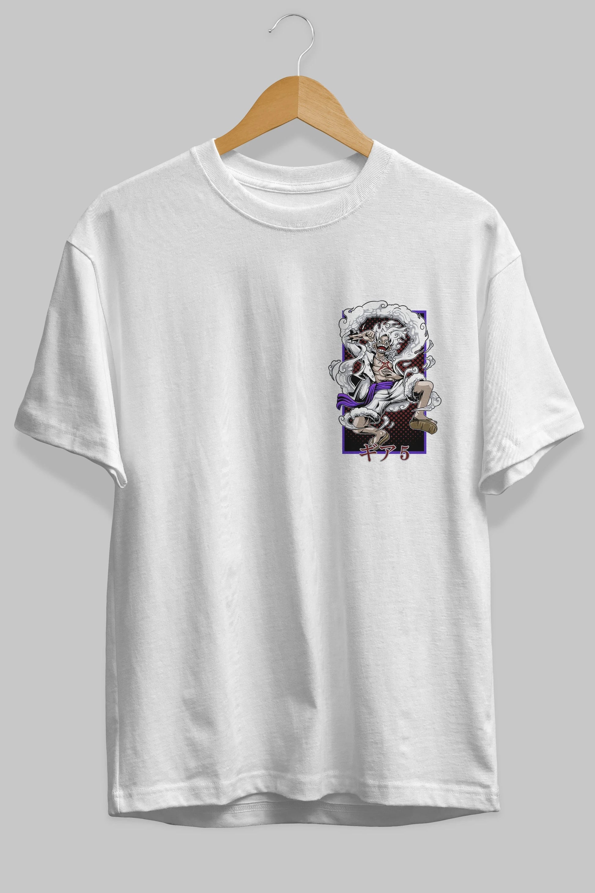 LUFFY GEAR 5 RECUADRO Ön Sol Baskılı Oversize t-shirt Erkek Kadın Unisex %100 Pamuk Bisiklet Yaka tişort