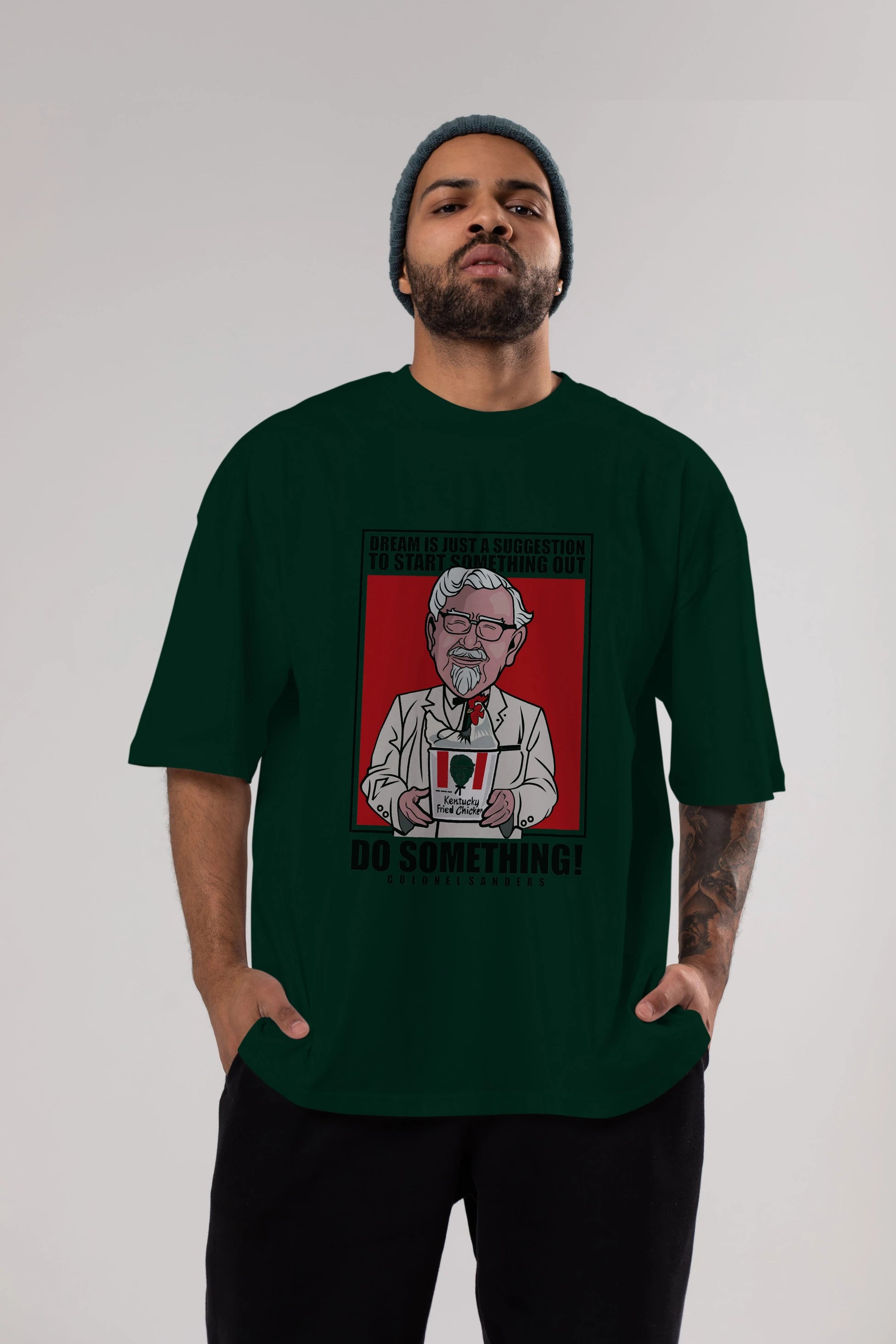 Colonel Sanders Ön Baskılı Oversize t-shirt Erkek Kadın Unisex %100 Pamuk tişort