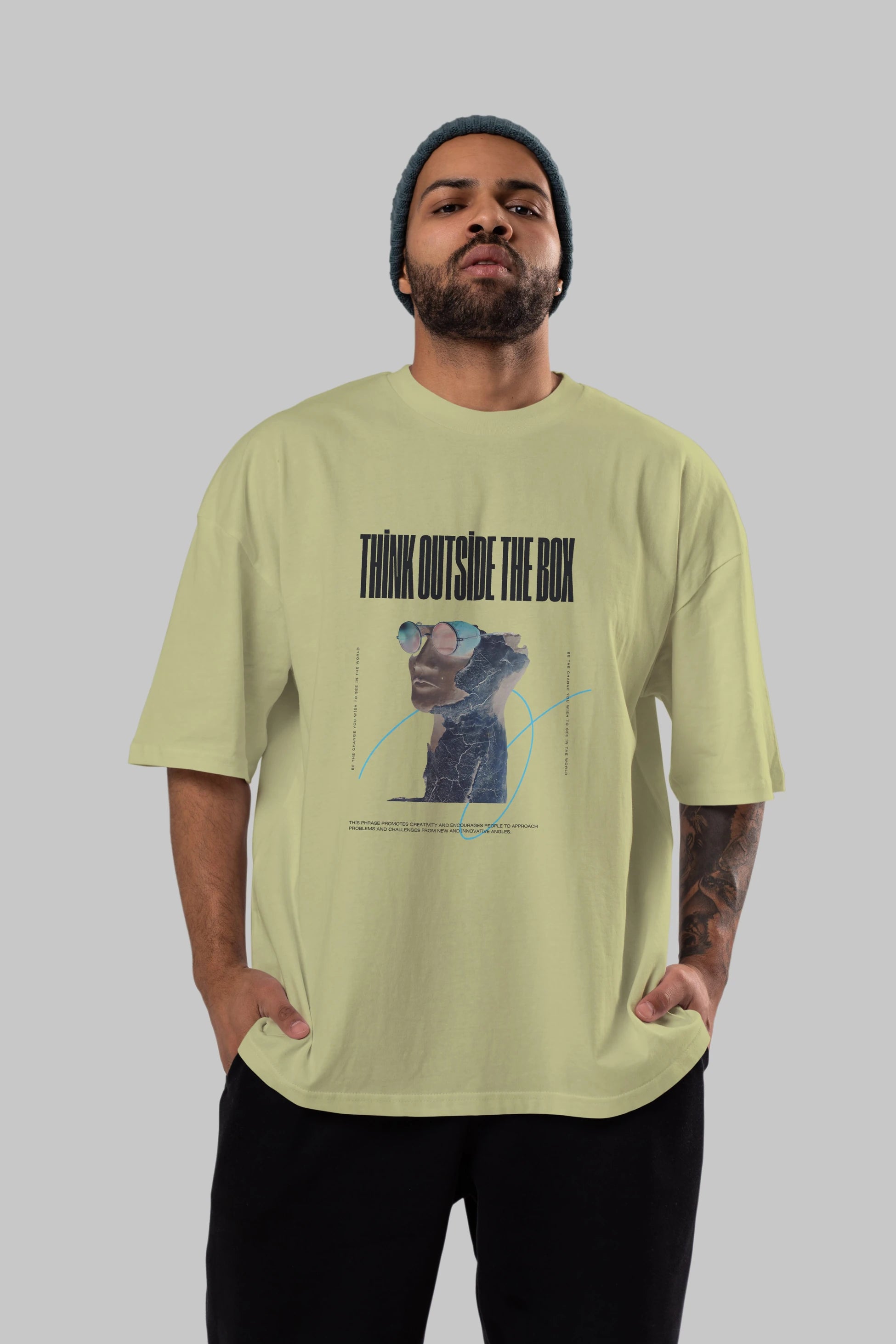 Think Outside The Box Ön Baskılı Oversize t-shirt Erkek Kadın Unisex