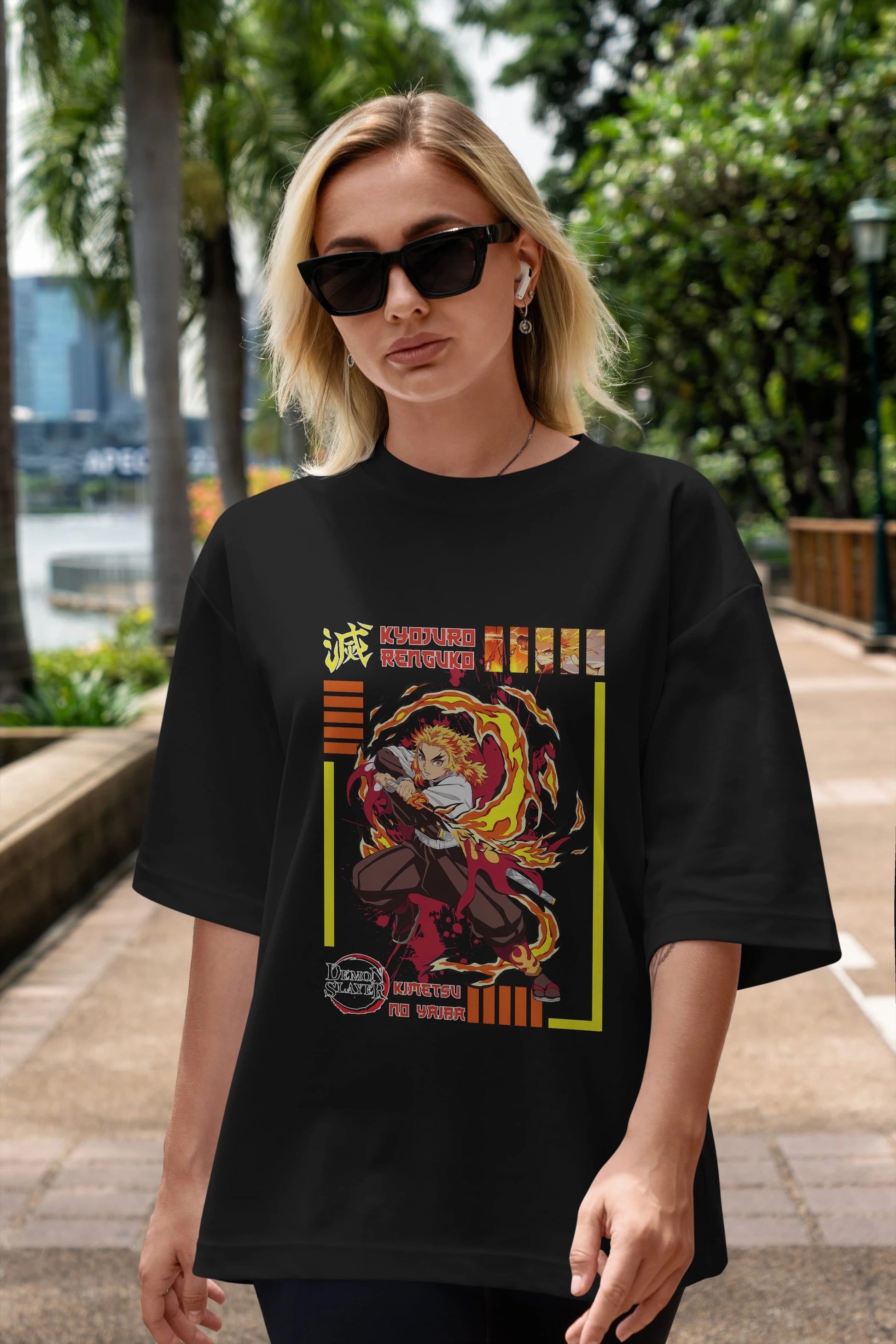 KYOJURO RENGOKU Anime Ön Baskılı Oversize t-shirt %100 pamuk Erkek Kadın Unisex