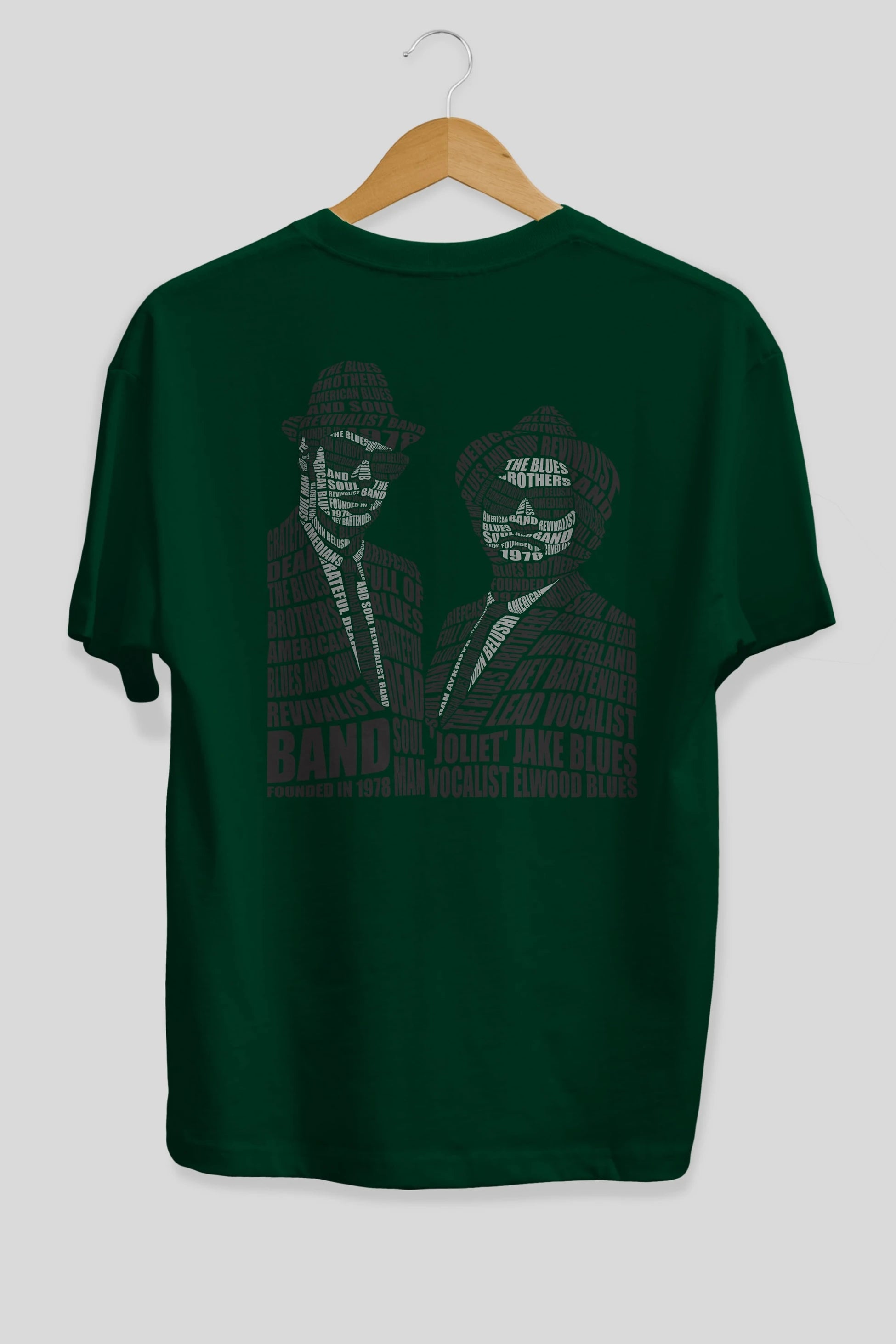 Blues Brothers Calligram Arka Baskılı Oversize t-shirt %100 pamuk Erkek Kadın Unisex