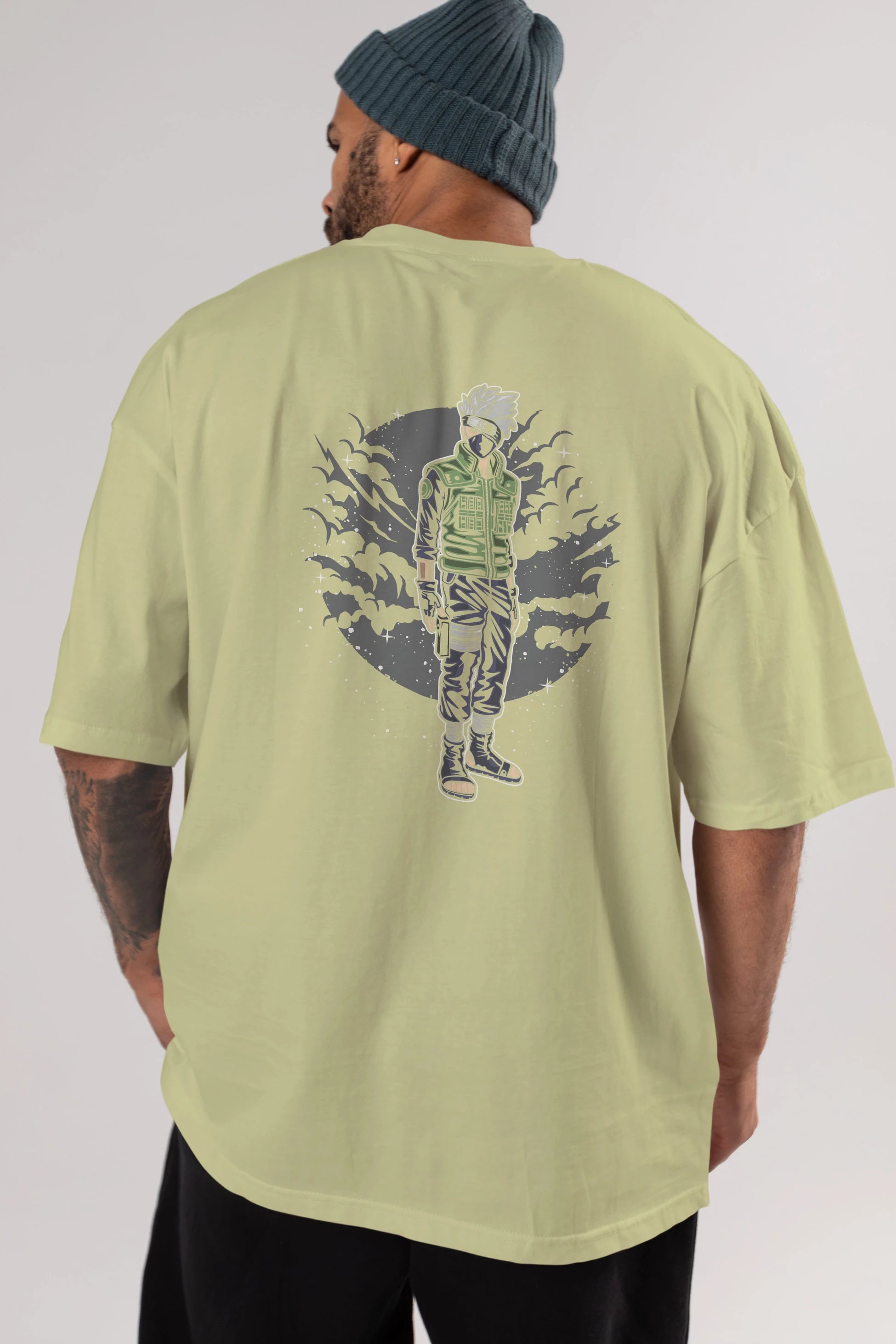 SHINOBI Arka Baskılı Oversize t-shirt Erkek Kadın Unisex %100 Pamuk