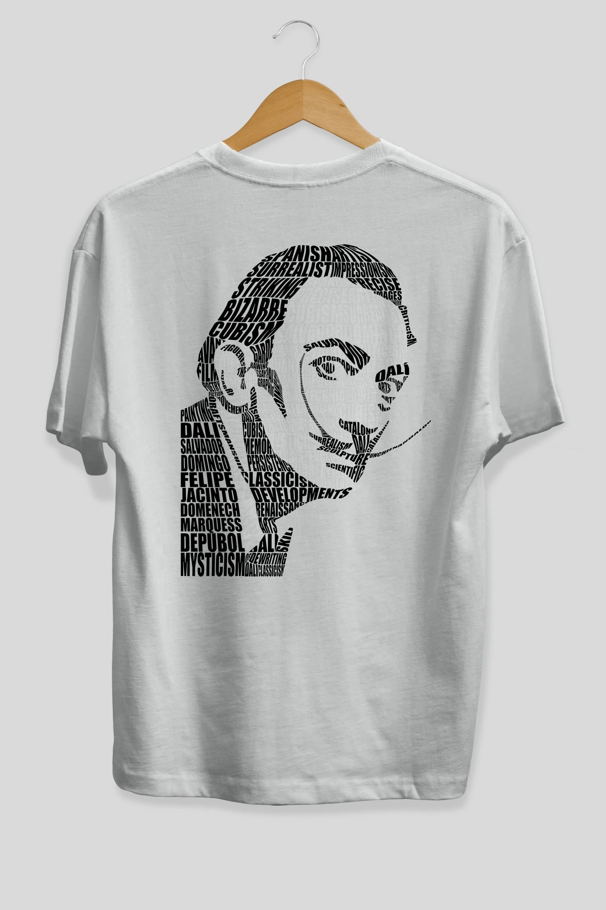 Salvador Dali Calligram Arka Baskılı Oversize t-shirt %100 pamuk Erkek Kadın Unisex