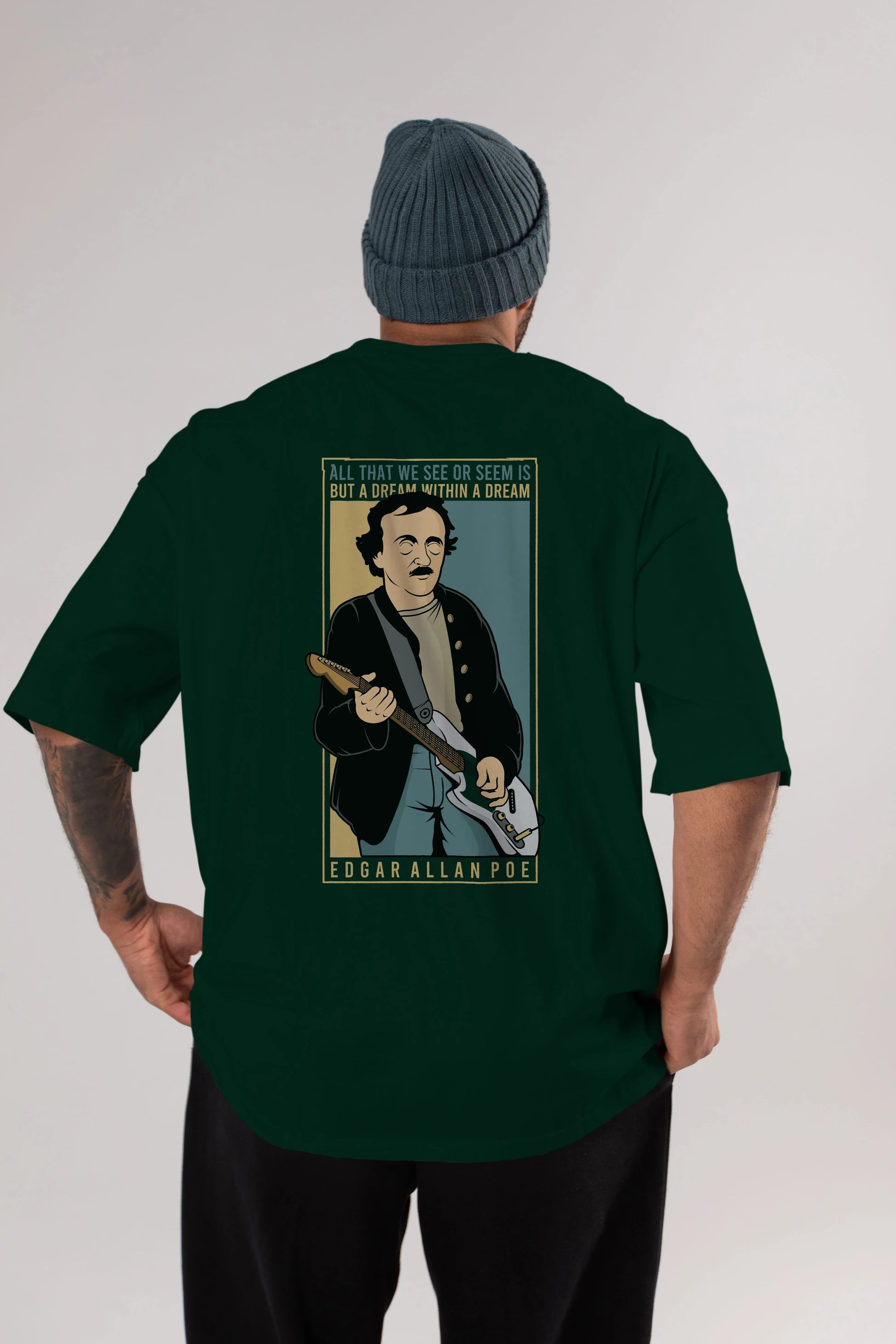 Edgar Alan Cobain Arka Baskılı Oversize t-shirt Erkek Kadın Unisex %100 Pamuk tişort