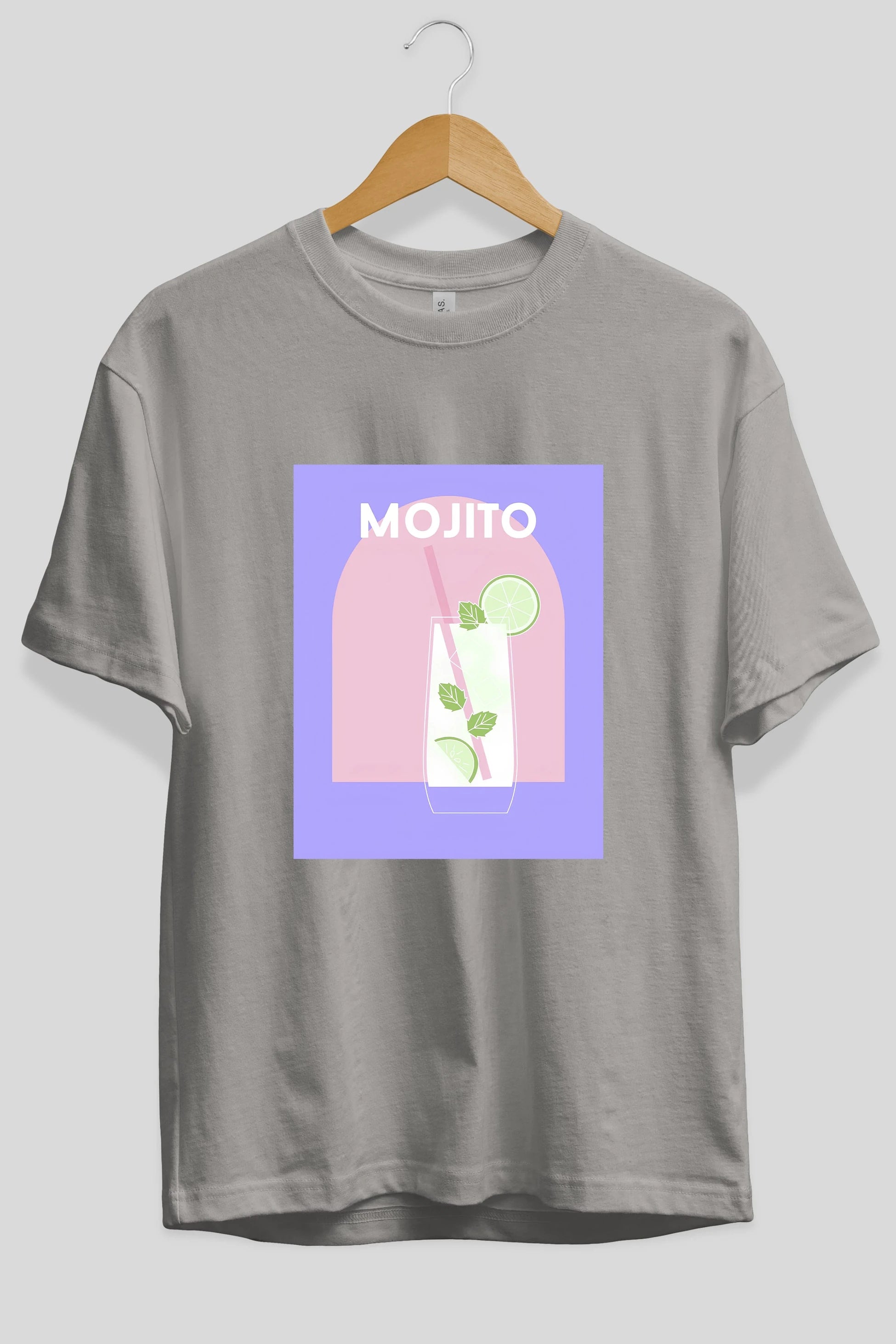 Mojito 2 Ön Baskılı Oversize t-shirt Erkek Kadın Unisex %100 Pamuk Bisiklet Yaka tişort