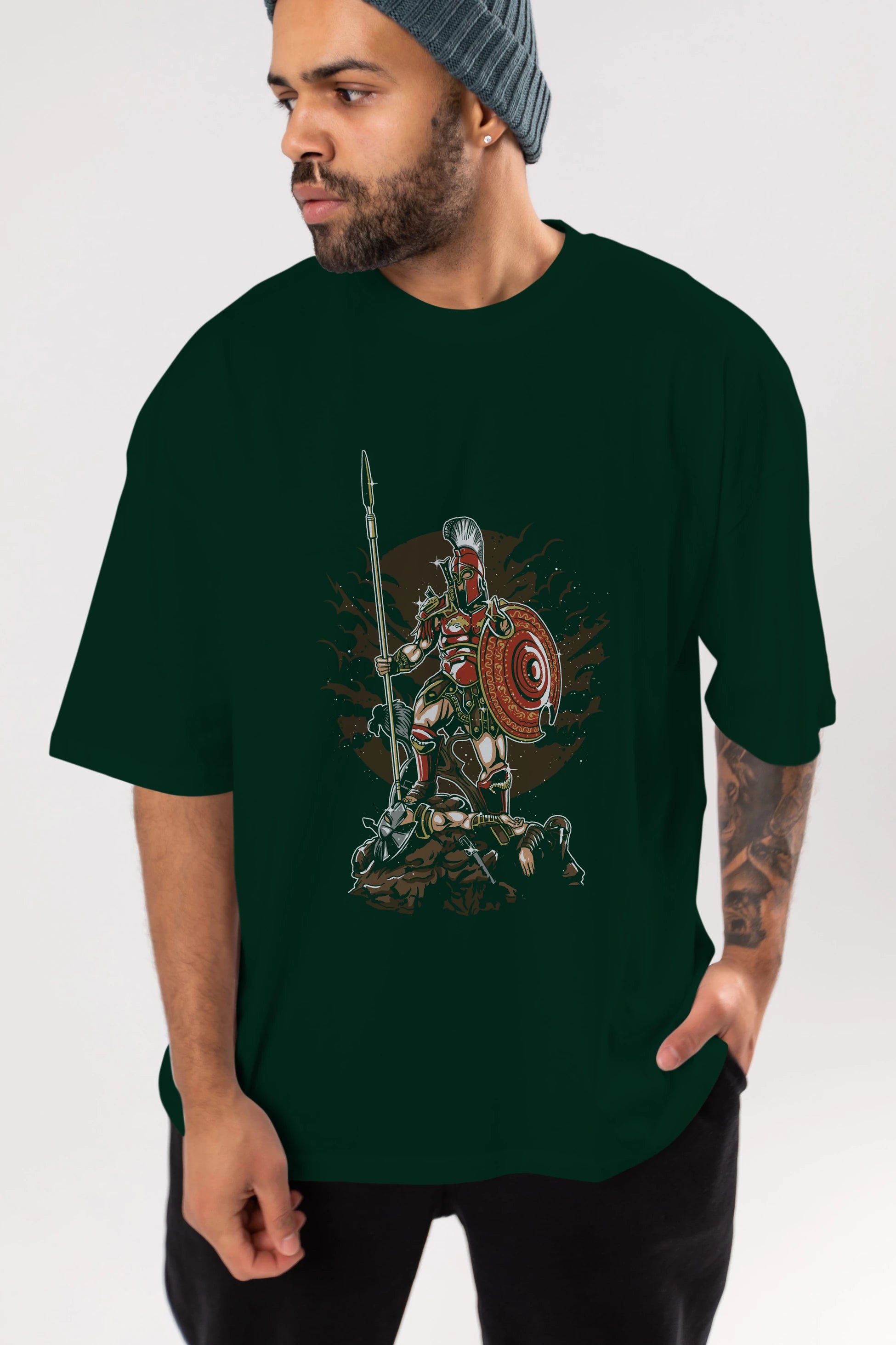 Sparta Ön Baskılı Oversize t-shirt Erkek Kadın Unisex %100 Pamuk tişort