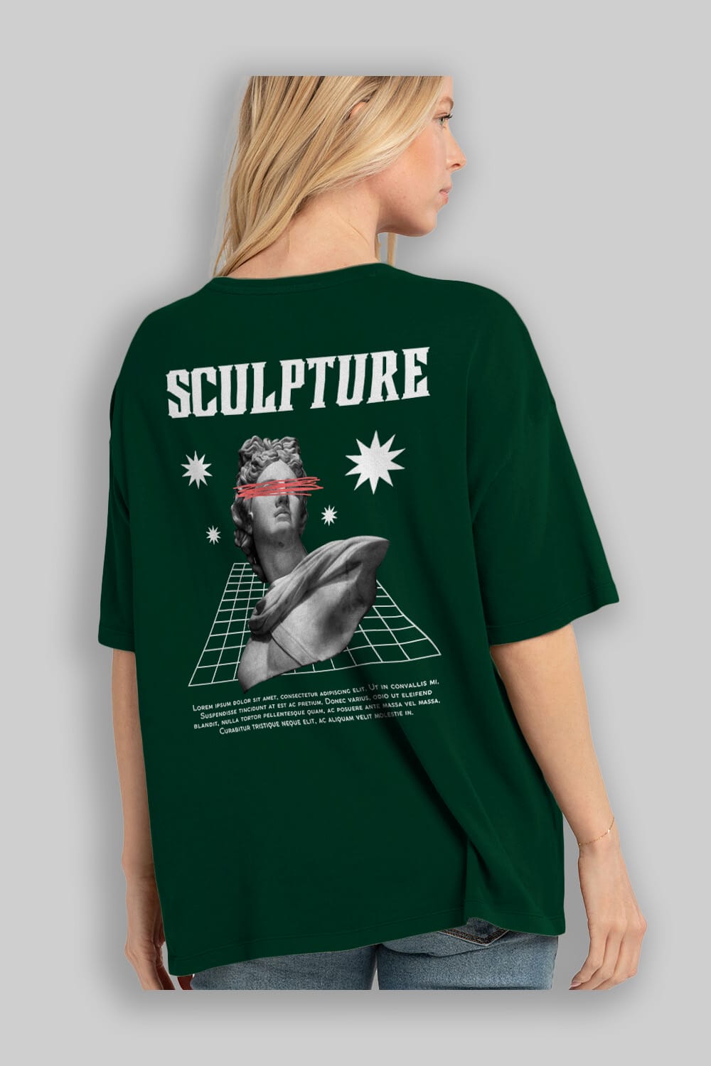 Sculpture Yazılı Arka Baskılı Oversize t-shirt Erkek Kadın Unisex