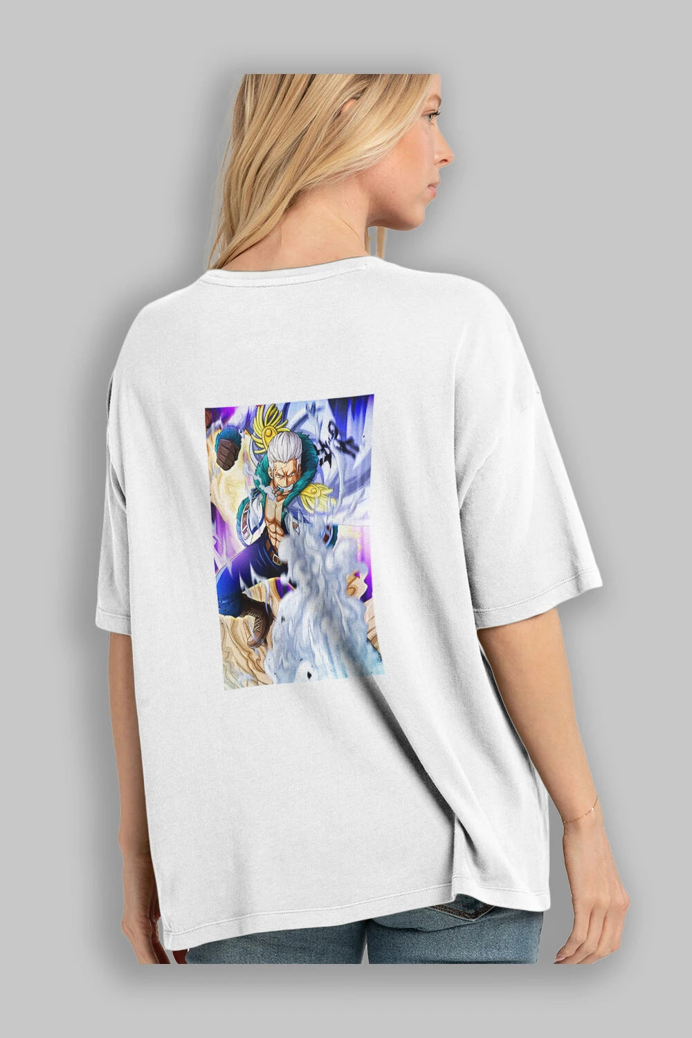 Smoker Anime Arka Baskılı Oversize t-shirt Erkek Kadın Unisex %100 pamuk tişort