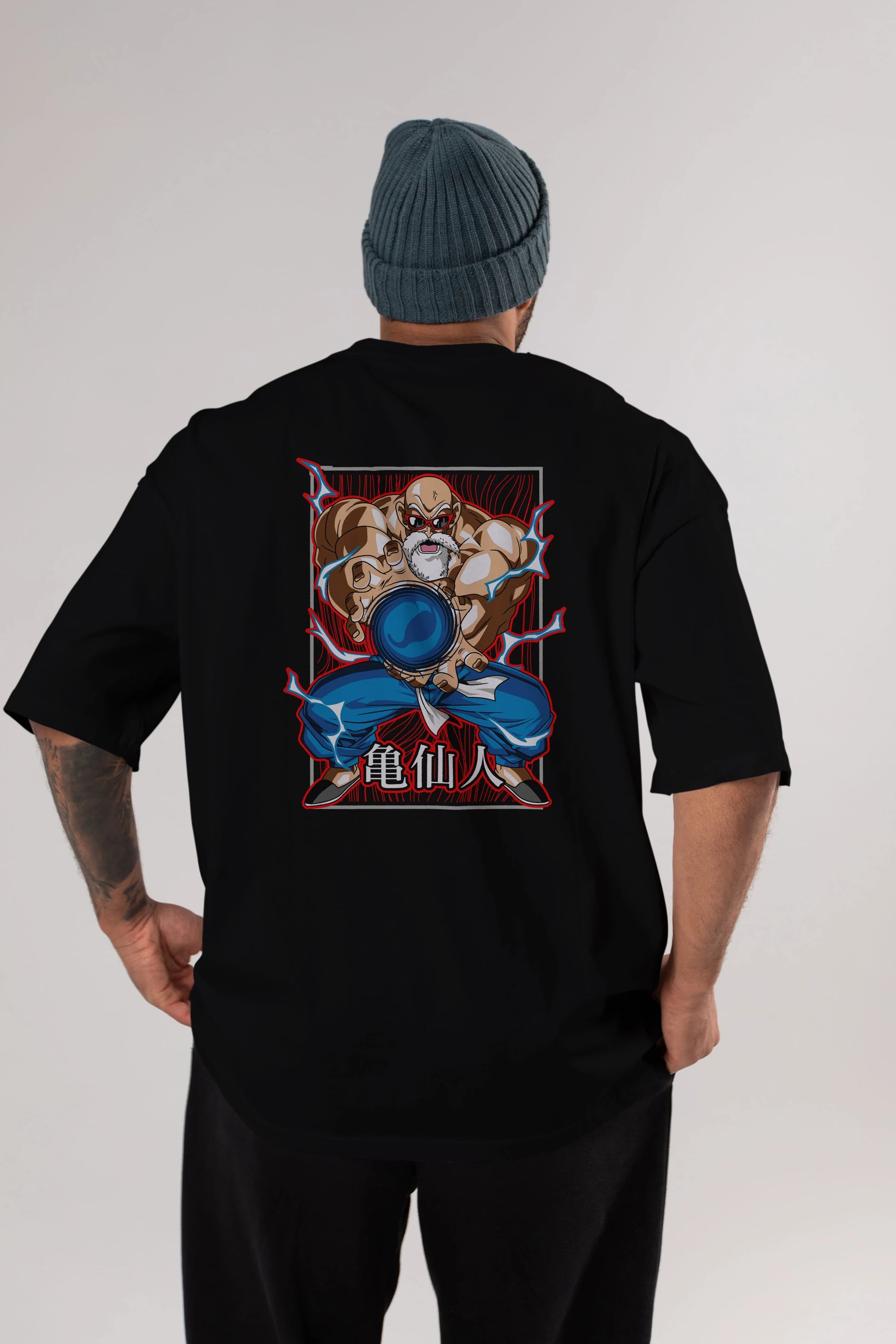 DragonBall MaestroRoshi Anime Arka Baskılı Oversize t-shirt Erkek Kadın Unisex
