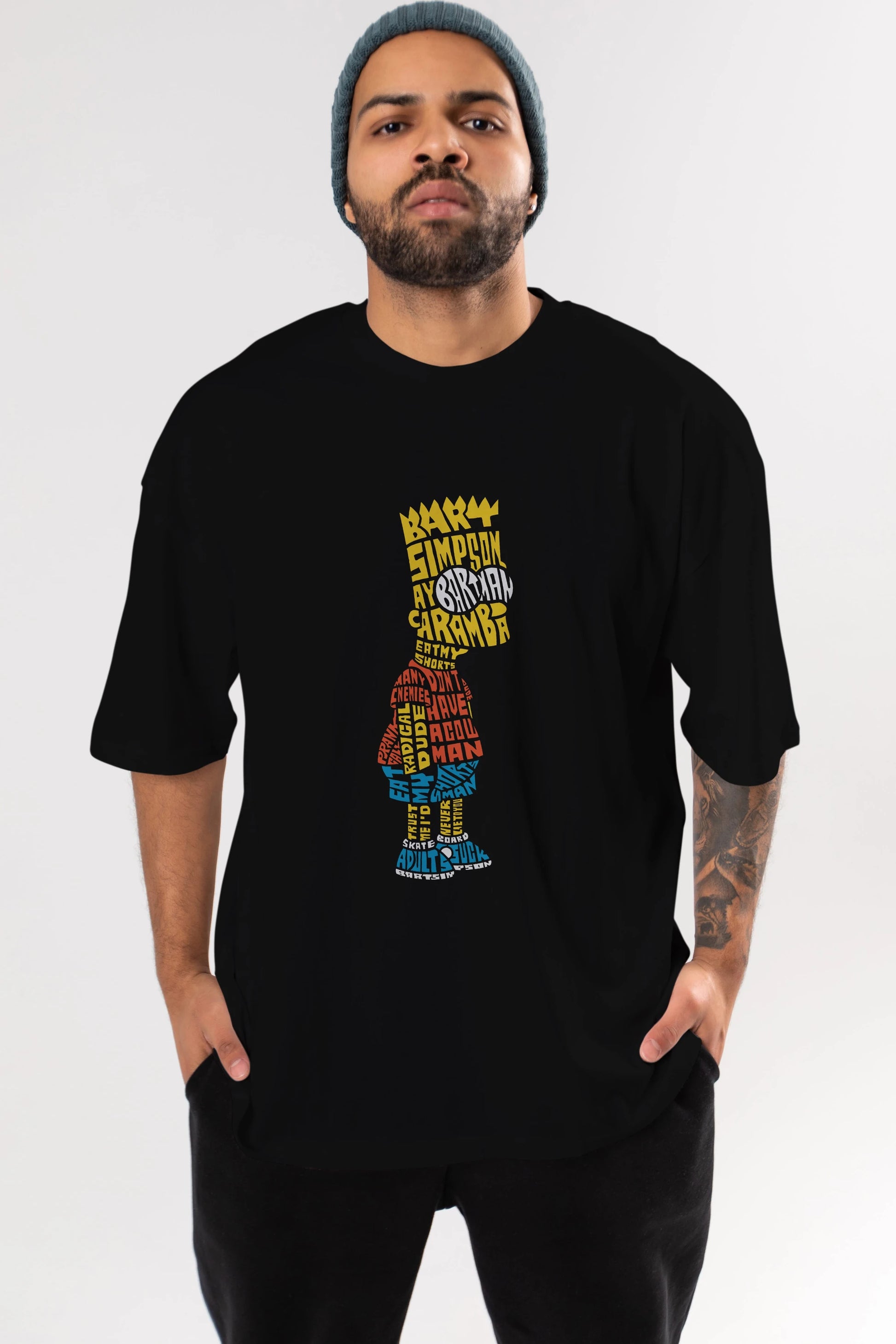 Bart Simpson Ön Baskılı Oversize t-shirt %100 pamuk Erkek Kadın Unisex