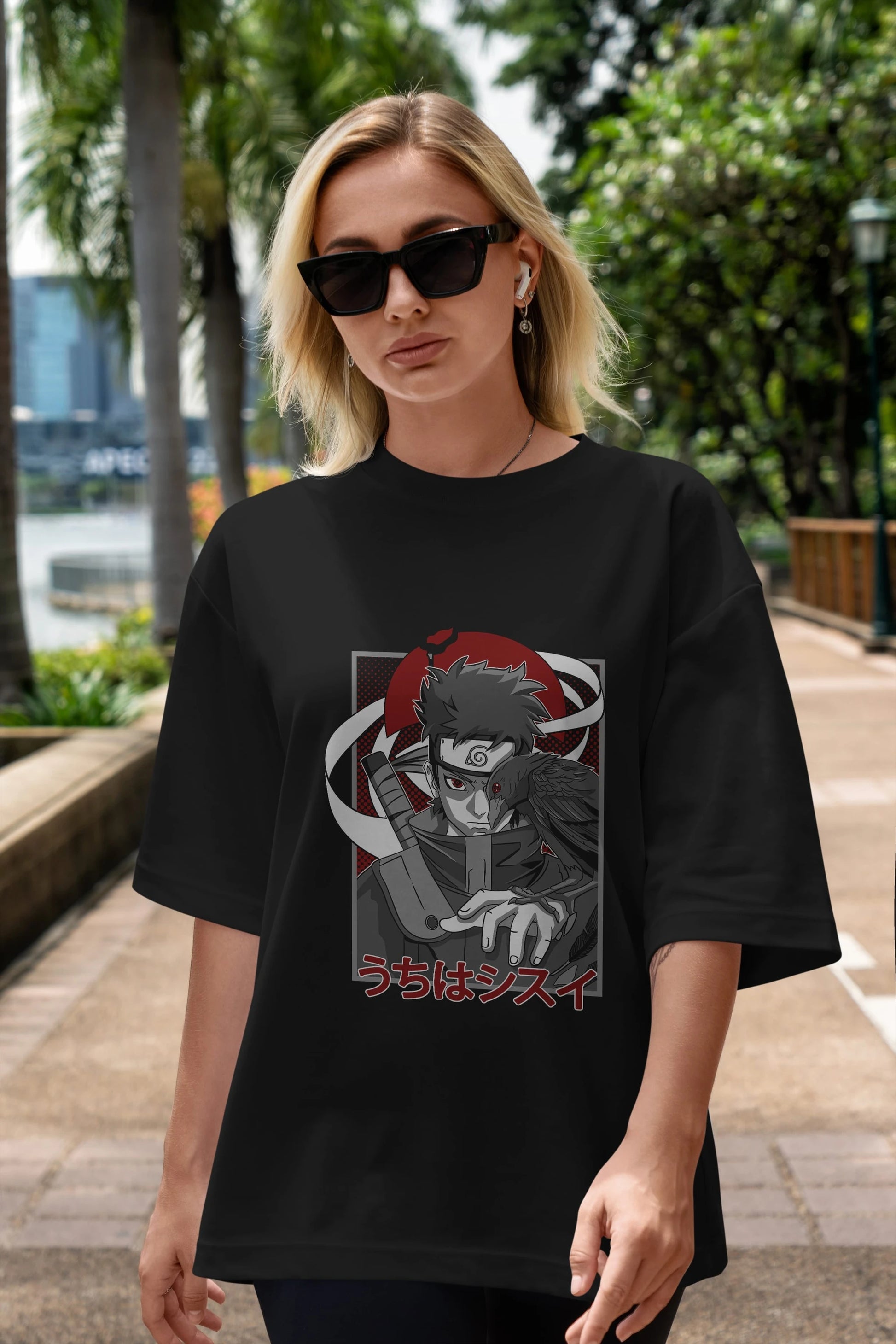 SHISUI UCHIHA NARUTO Anime Ön Baskılı Oversize t-shirt %100 pamuk Erkek Kadın Unisex