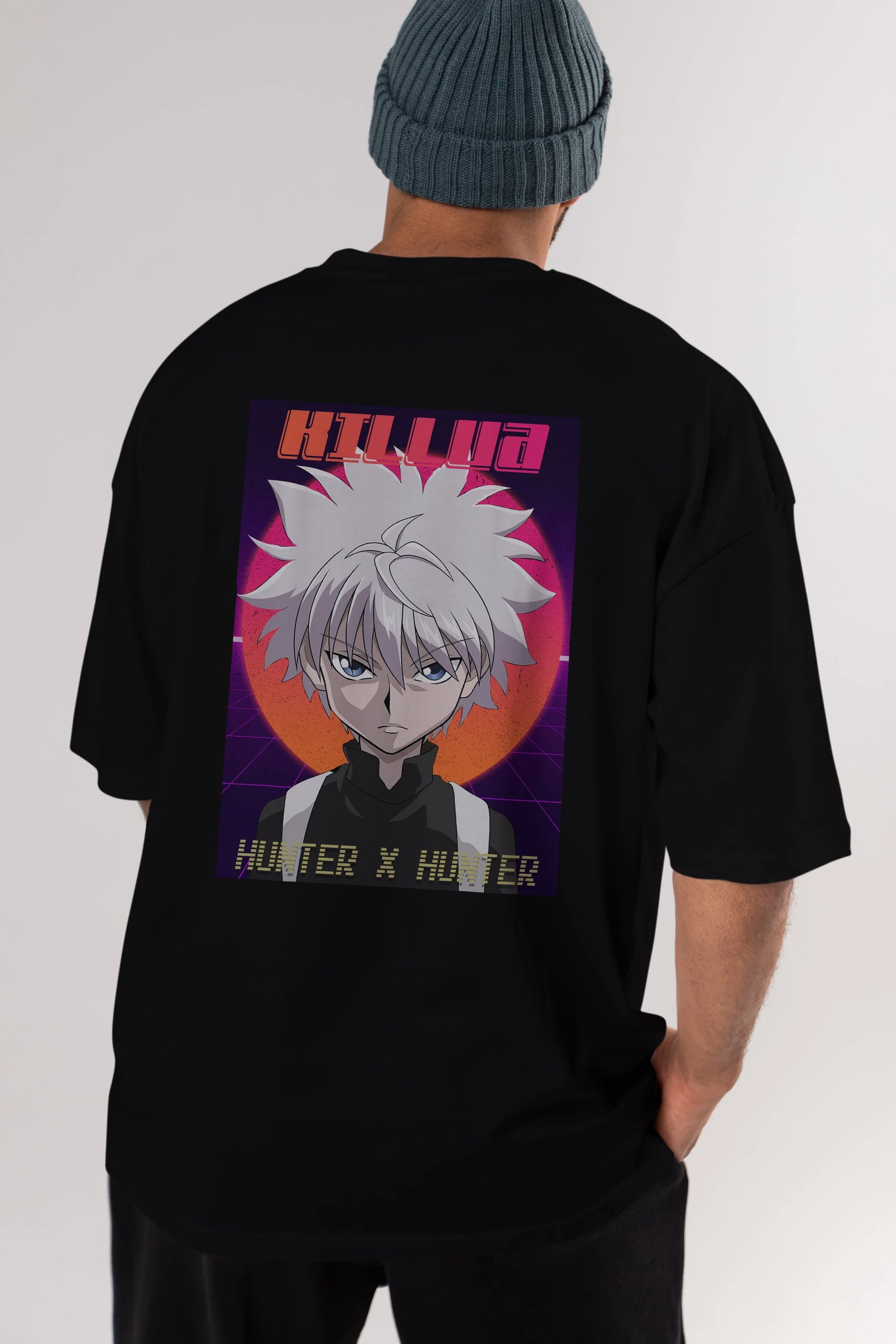 Killua Zoldyck 12 1 Anime Arka Baskılı Oversize t-shirt Erkek Kadın Unisex