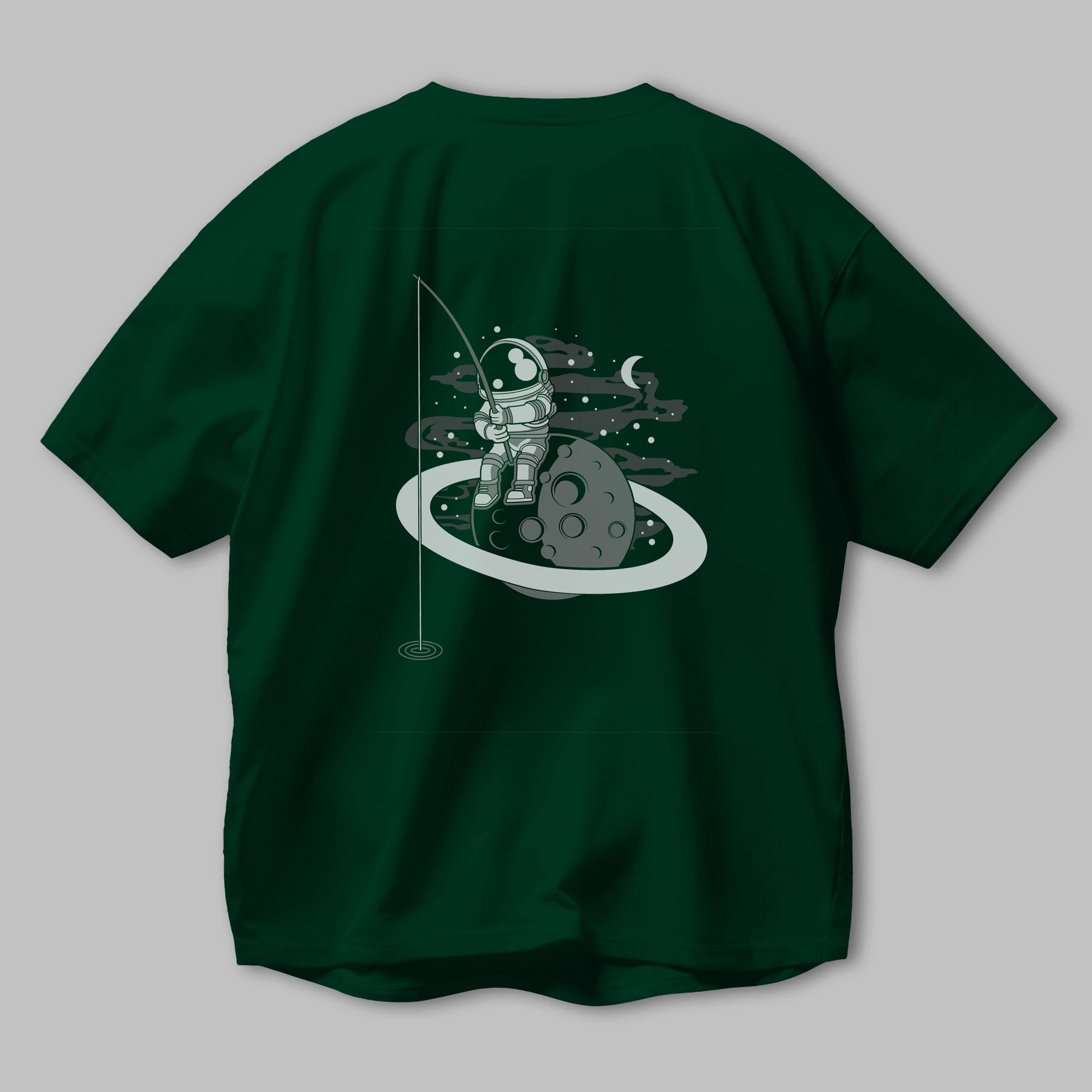 Astronaut  Fishing Arka Baskılı Oversize t-shirt Erkek Kadın Unisex