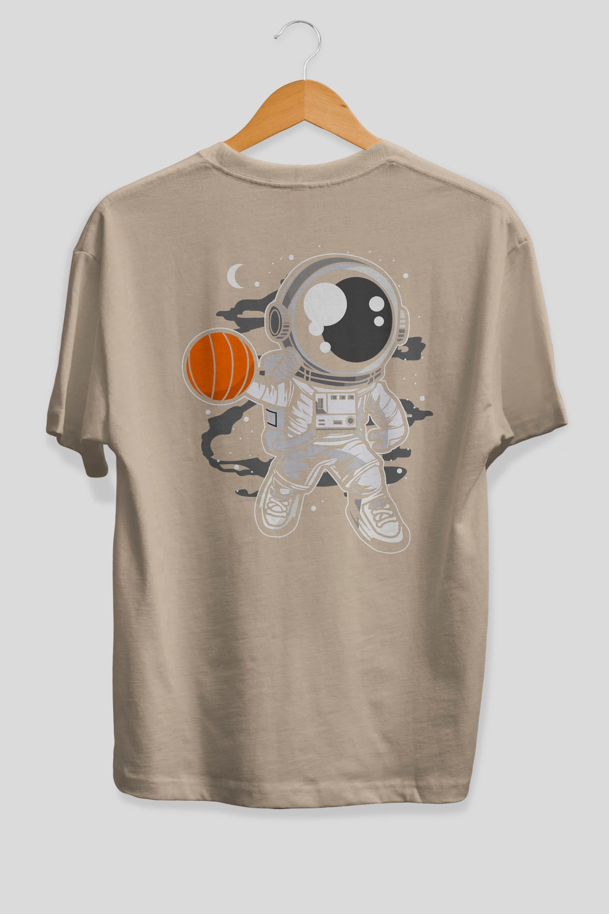 Astronaut Basketball Arka Baskılı Oversize t-shirt Erkek Kadın Unisex