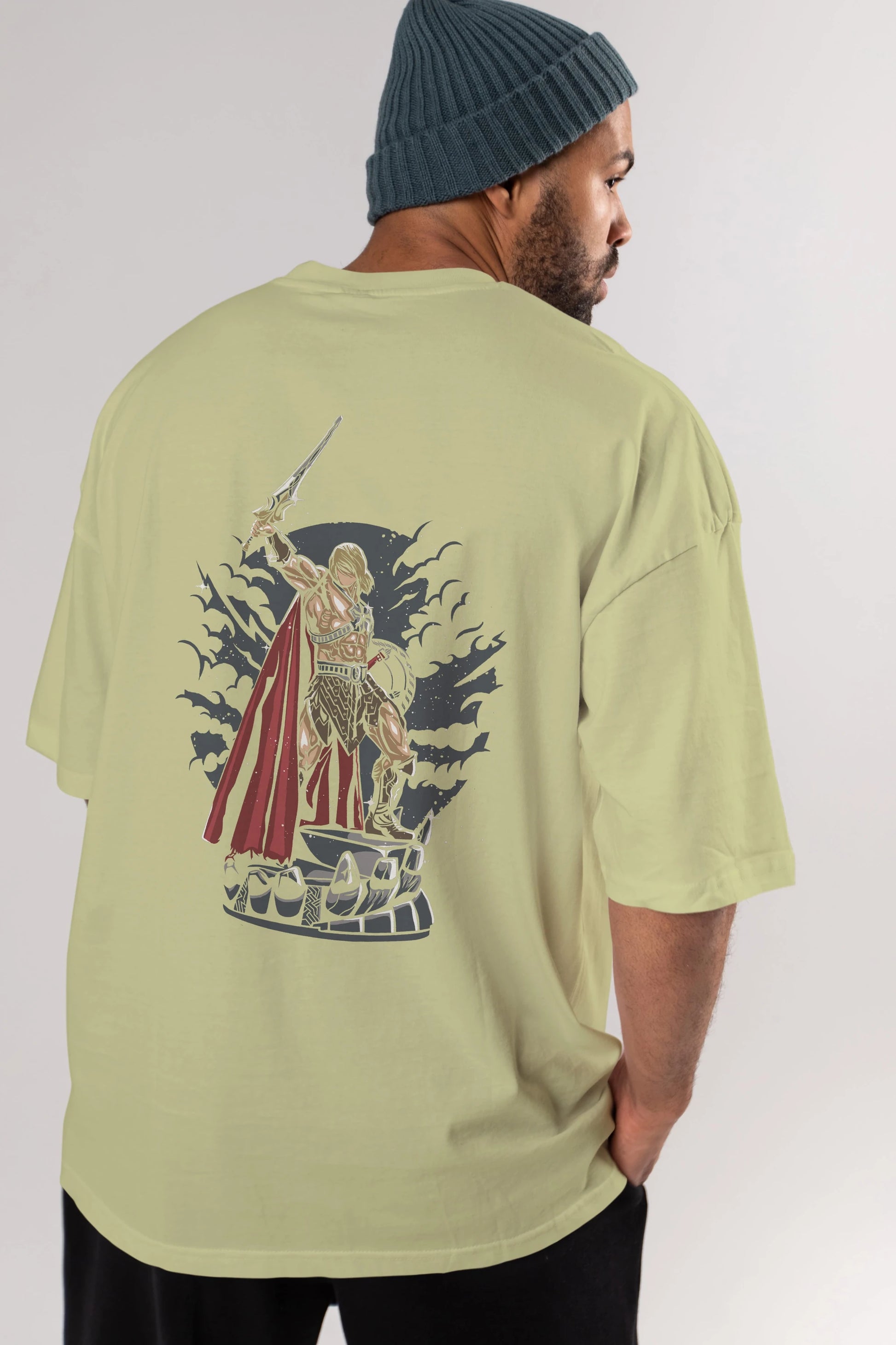 Warrior Arka Baskılı Oversize t-shirt Erkek Kadın Unisex %100 Pamuk