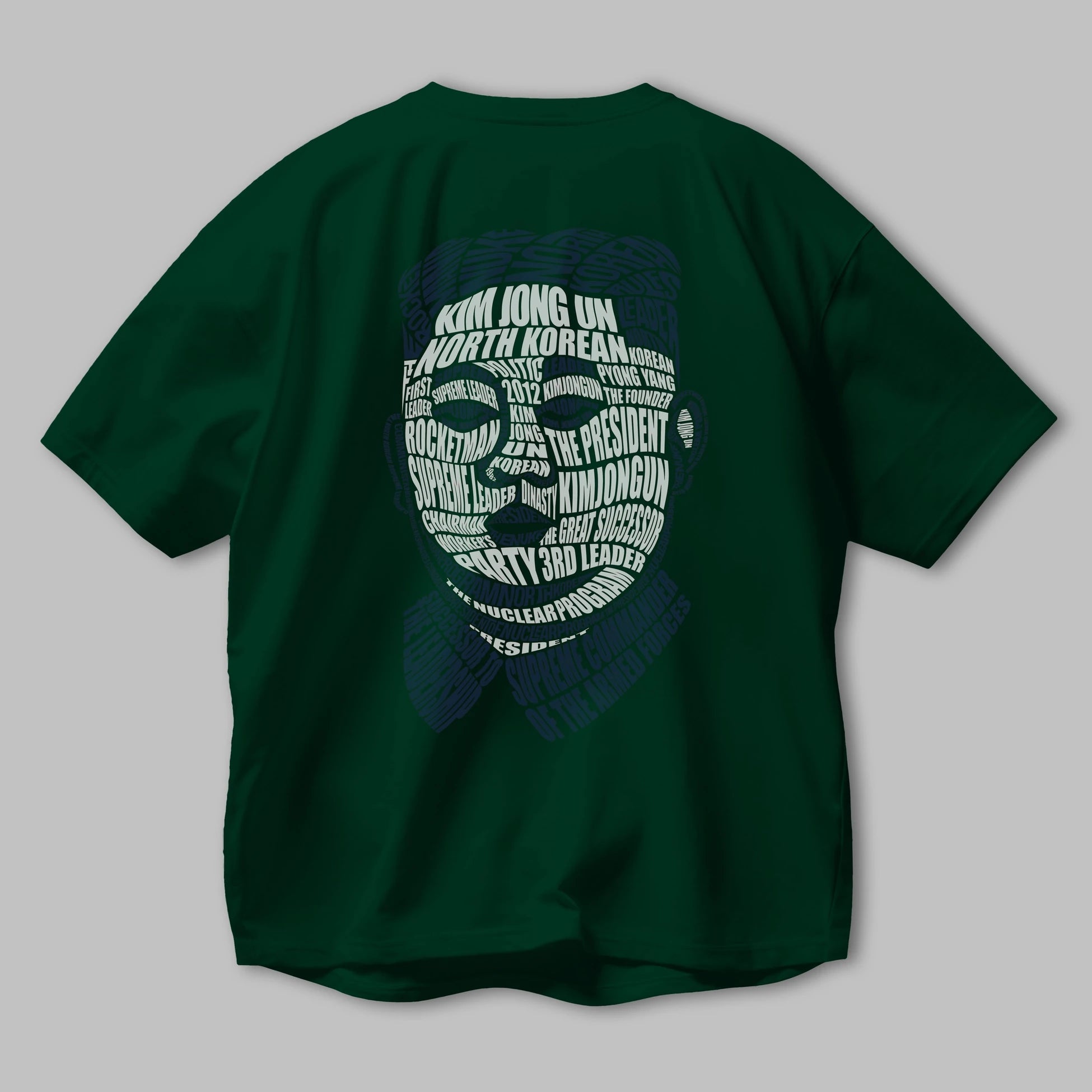 Kim Jong Un Calligram Arka Baskılı Oversize t-shirt %100 pamuk Erkek Kadın Unisex