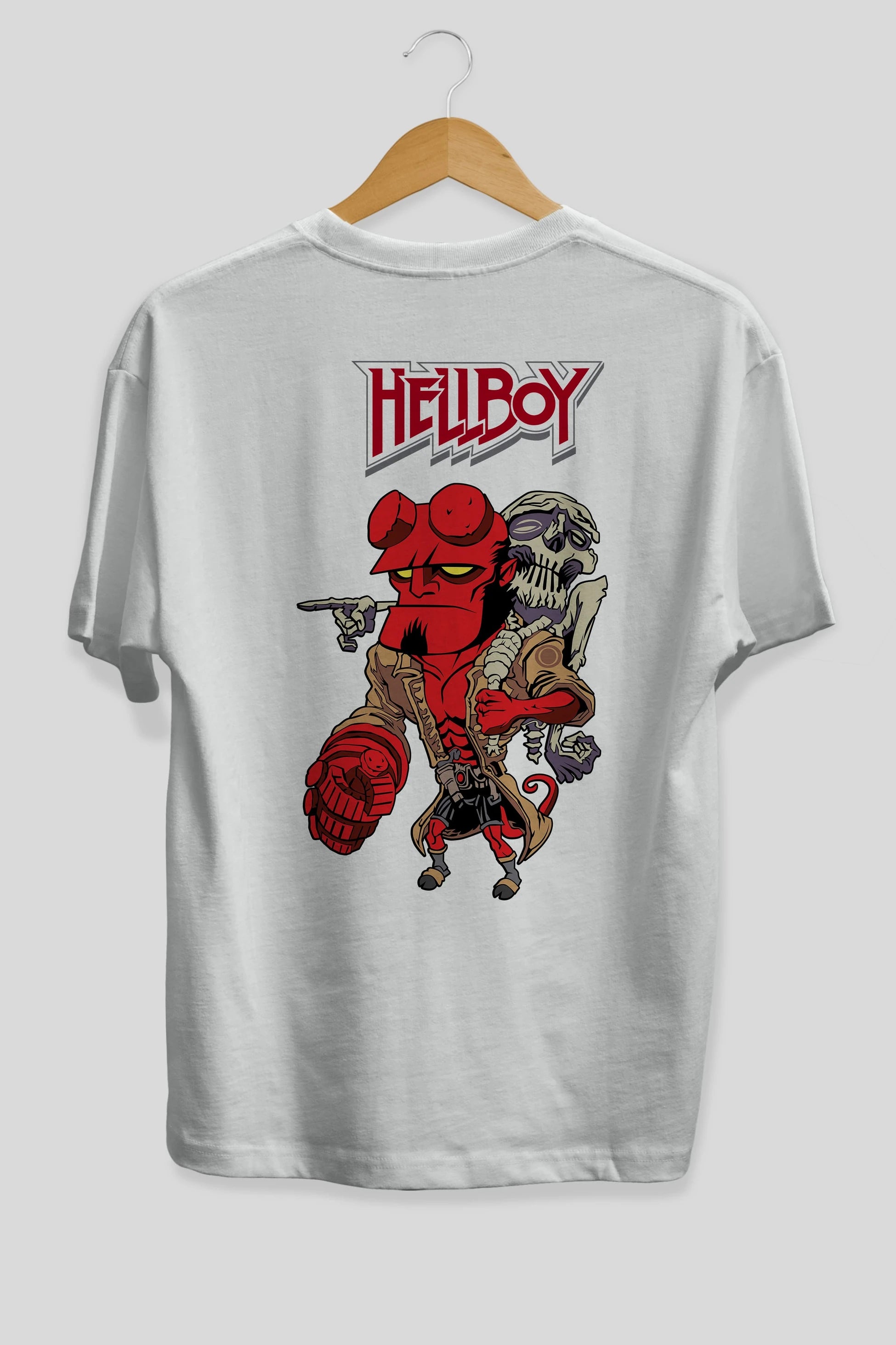 Hellboy (2) Arka Baskılı Oversize t-shirt Erkek Kadın Unisex %100 Pamuk Bisiklet Yaka tişort