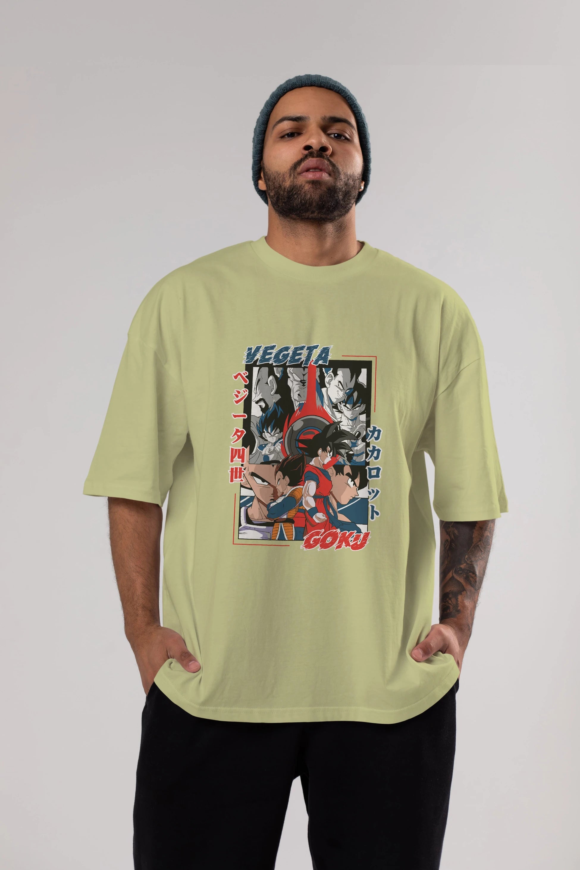 VEGETA VS GOKU Anime Ön Baskılı Oversize t-shirt %100 pamuk Erkek Kadın Unisex