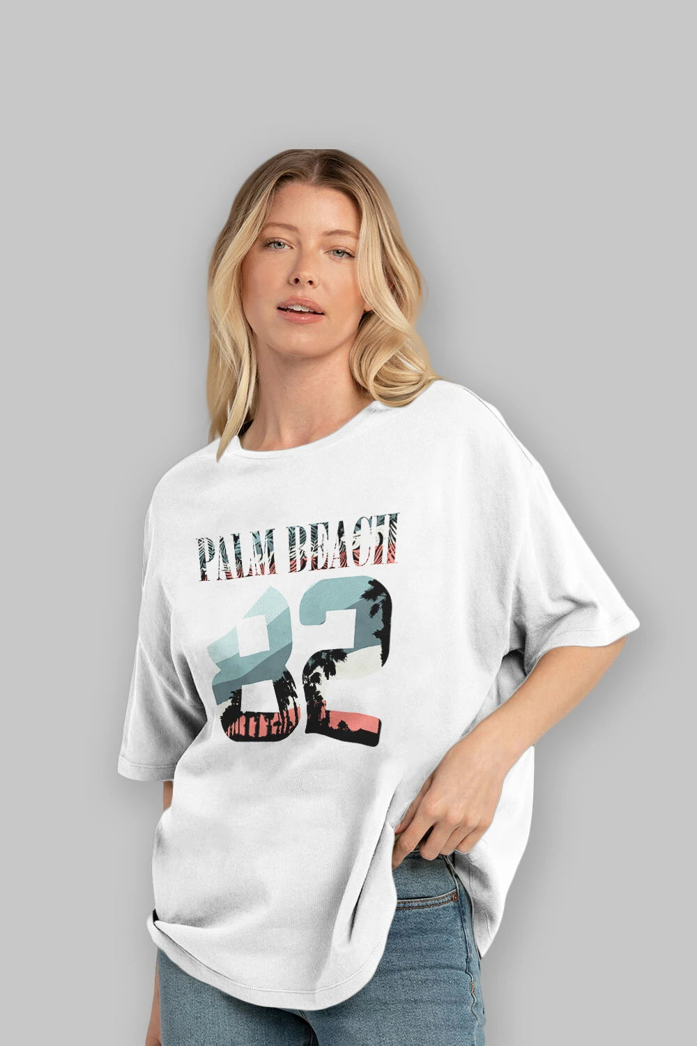 Palm Beach 82 Ön Baskılı Oversize t-shirt Erkek Kadın Unisex