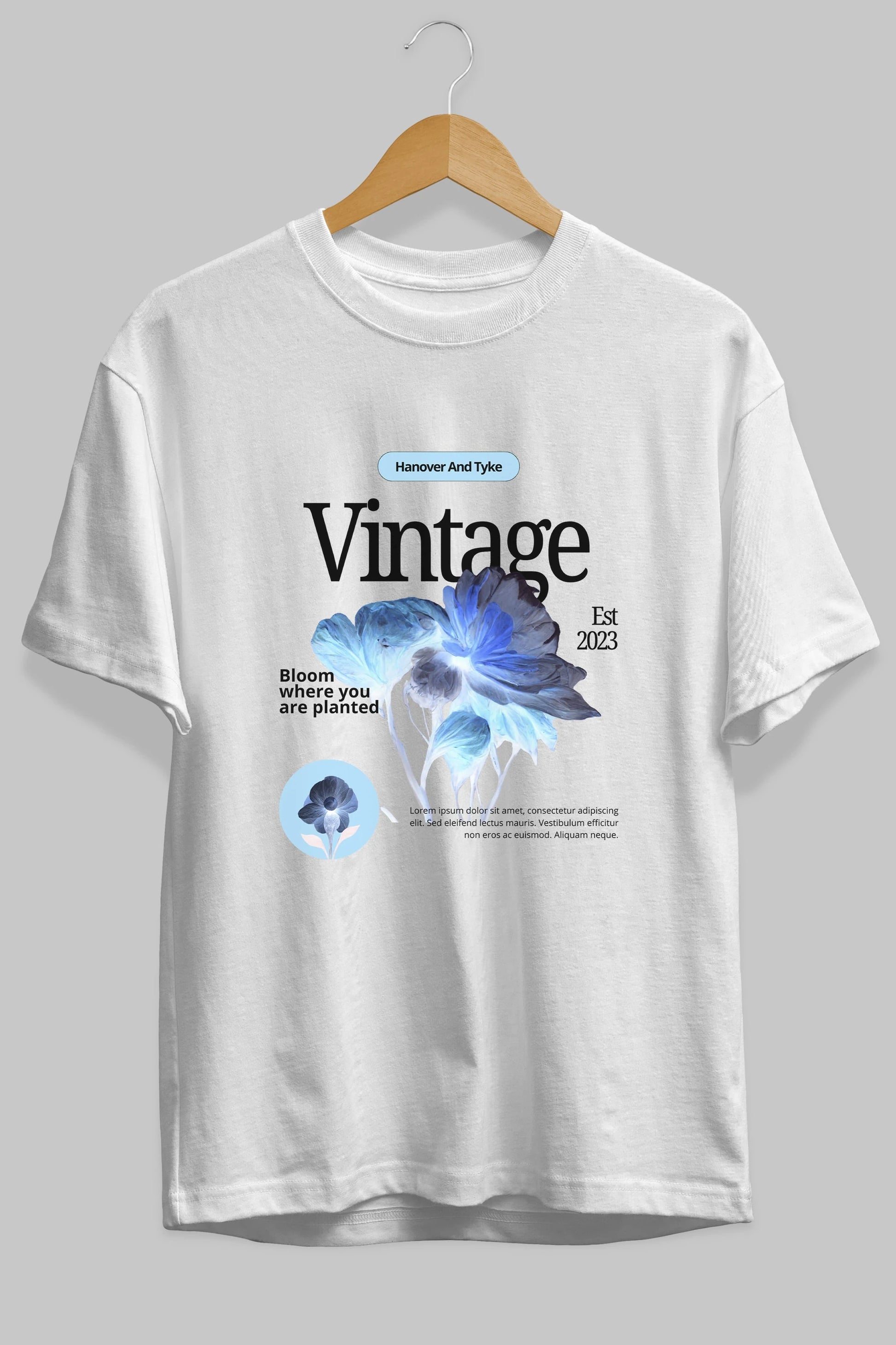 Vintage Çiçek Ön Baskılı Oversize t-shirt Erkek Kadın Unisex