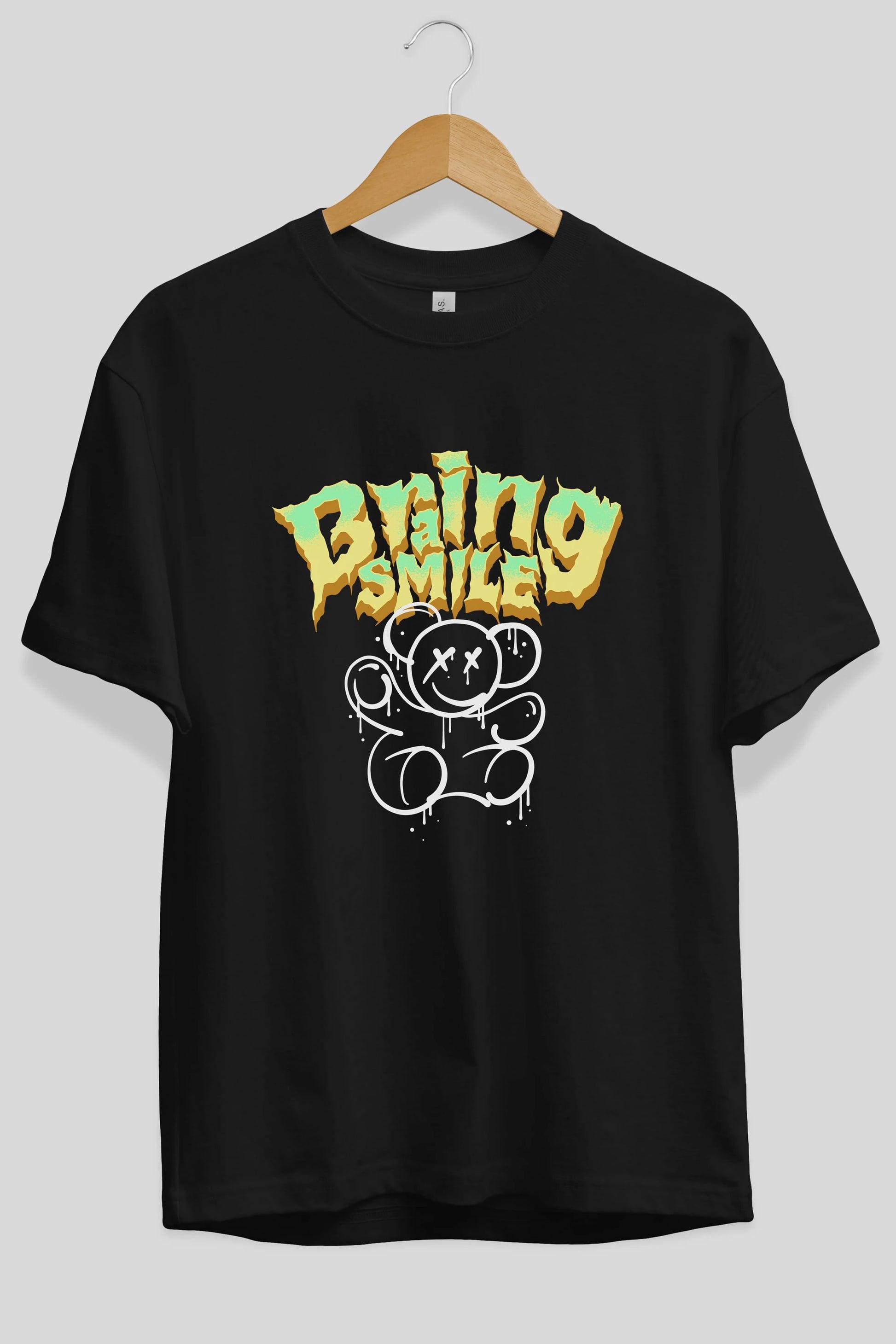 Teddy Bear Braing Smile Ön Baskılı Oversize t-shirt Erkek Kadın Unisex