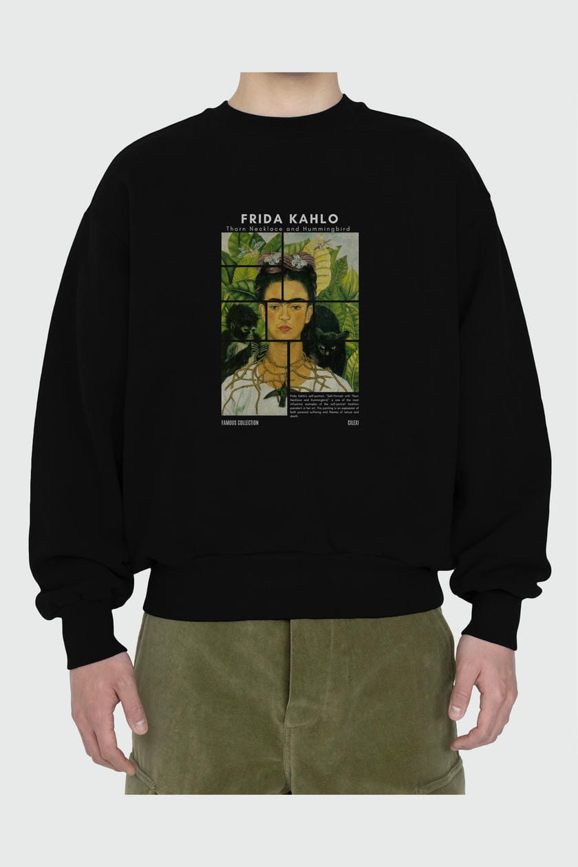 Frida Kahlo ön Baskılı Oversize Sweatshirt Erkek Kadın Unisex