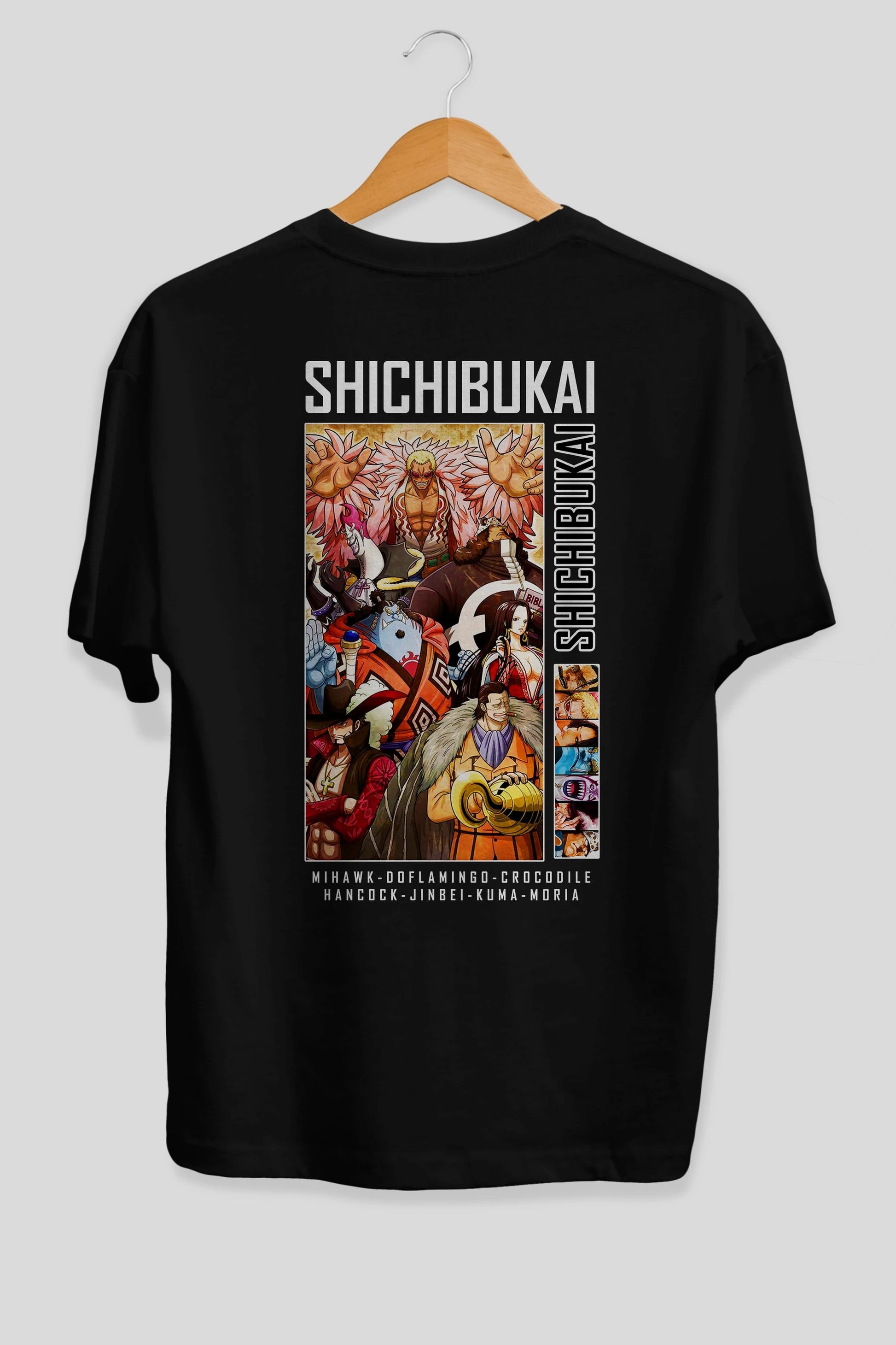 Shichibukai Anime Arka Baskılı Oversize t-shirt Erkek Kadın Unisex %100 pamuk tişort
