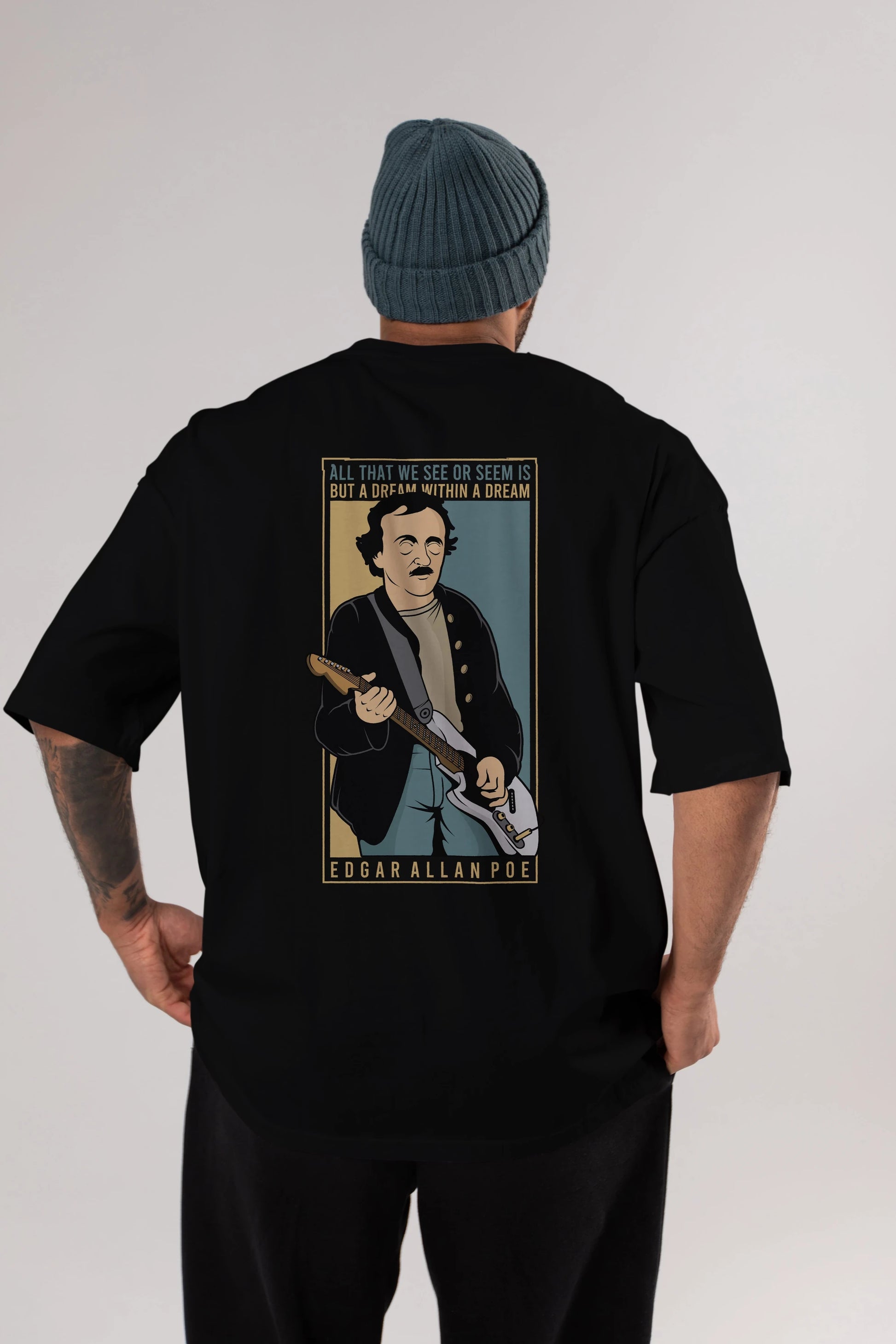 Edgar Alan Cobain Arka Baskılı Oversize t-shirt Erkek Kadın Unisex %100 Pamuk tişort