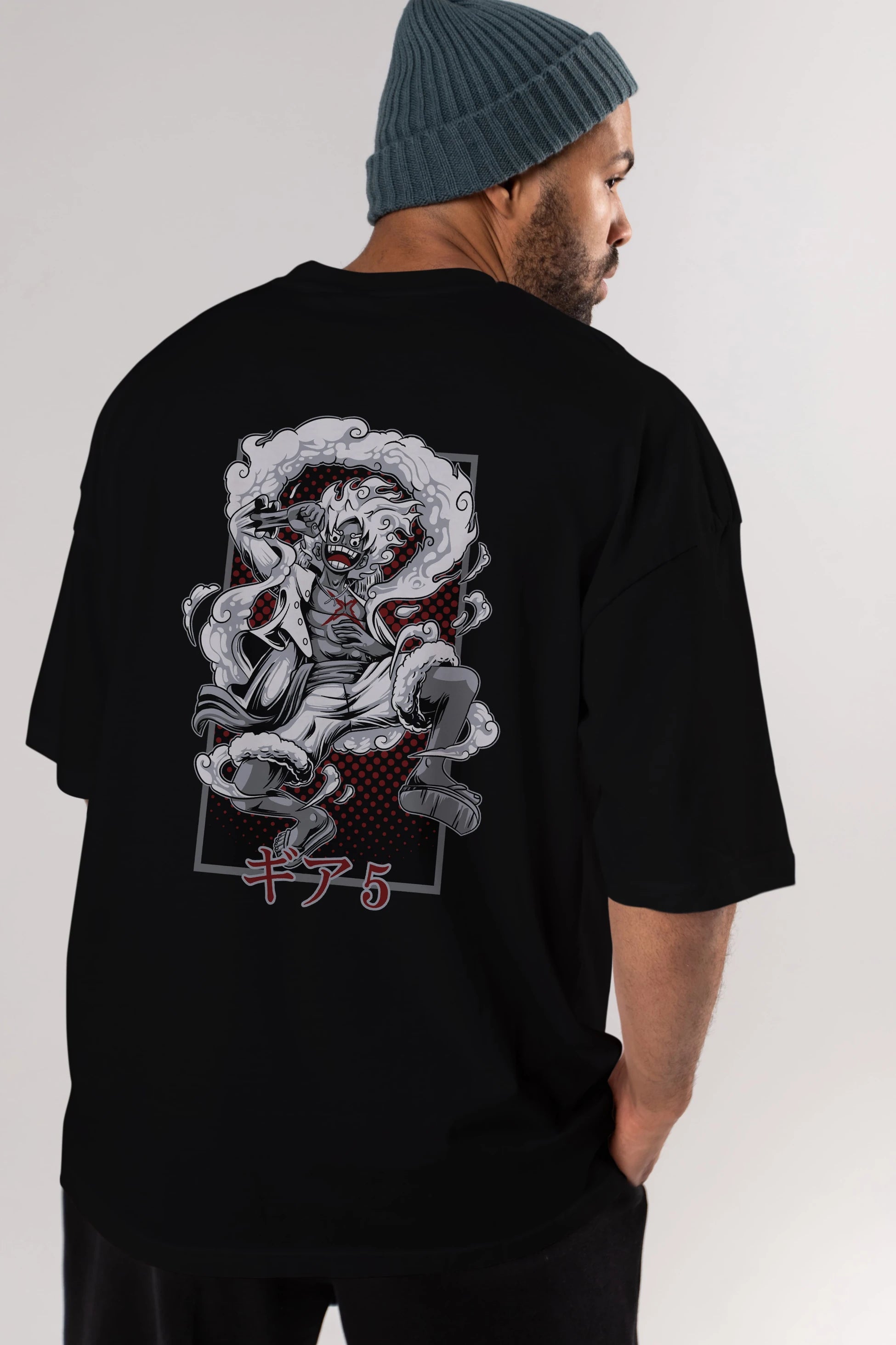LUFFY GEAR 5 Anime Arka Baskılı Oversize t-shirt Erkek Kadın Unisex