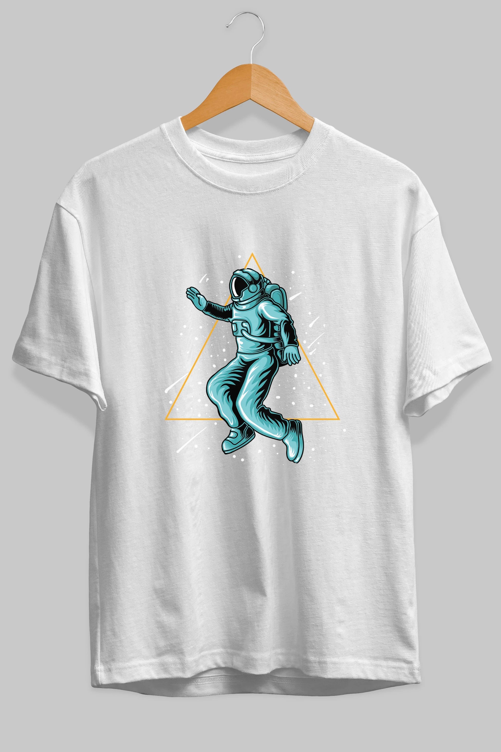 Astronaut Starry Triangle Ön Baskılı Oversize t-shirt Erkek Kadın Unisex