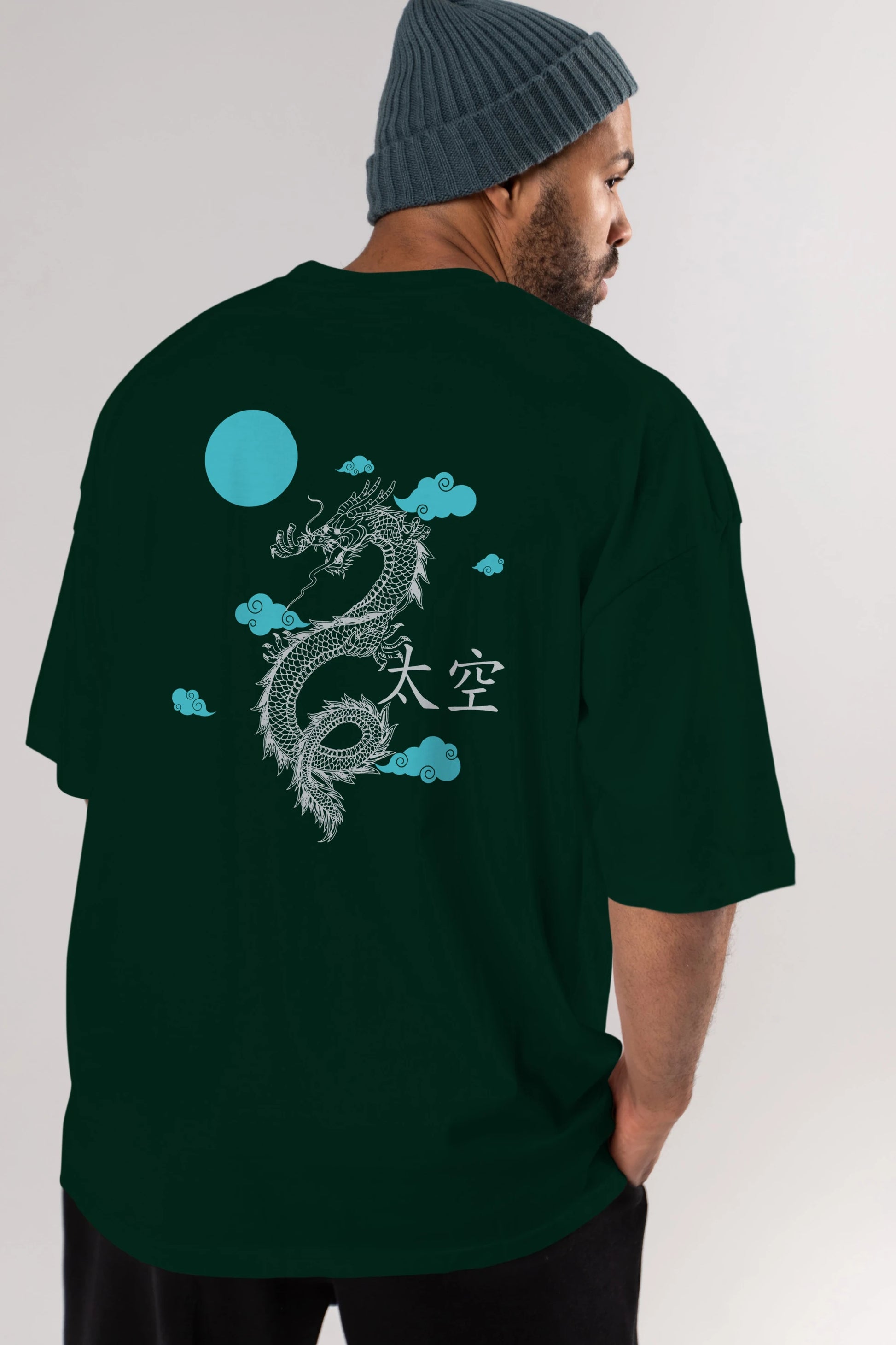 Chinese Dragon Arka Baskılı Oversize t-shirt Erkek Kadın Unisex
