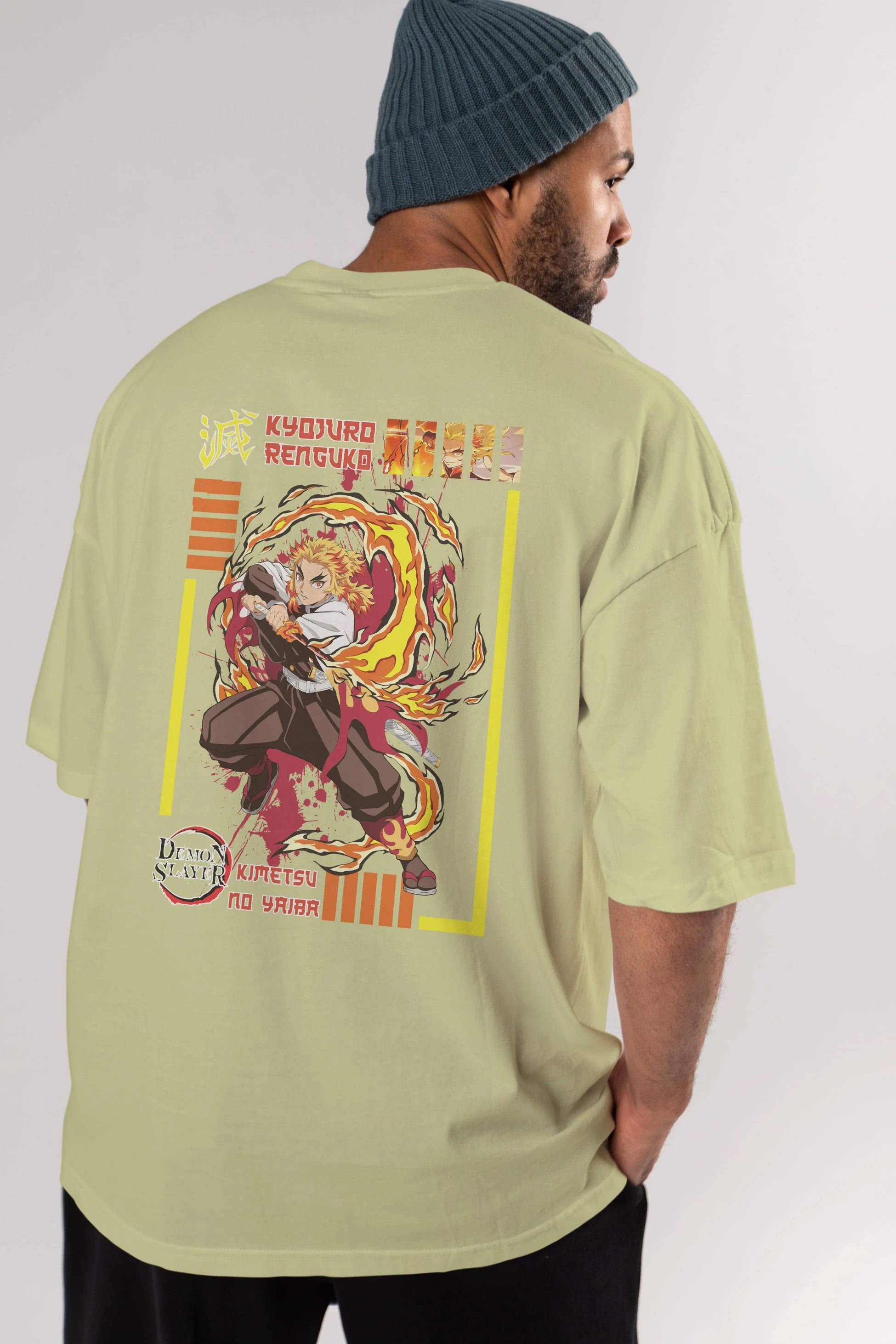 KYOJURO RENGOKU Anime Arka Baskılı Oversize t-shirt Erkek Kadın Unisex