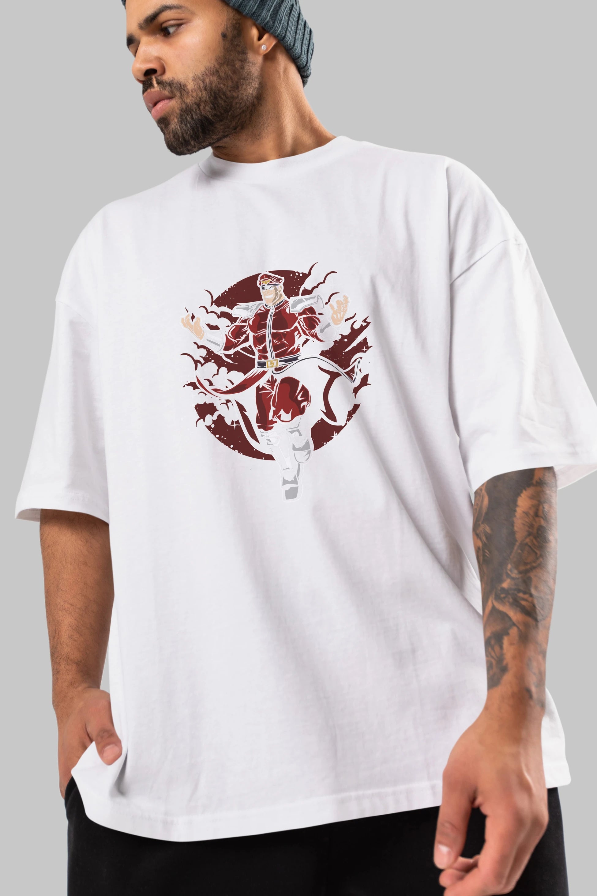 M BISON Ön Baskılı Oversize t-shirt Erkek Kadın Unisex %100 Pamuk tişort