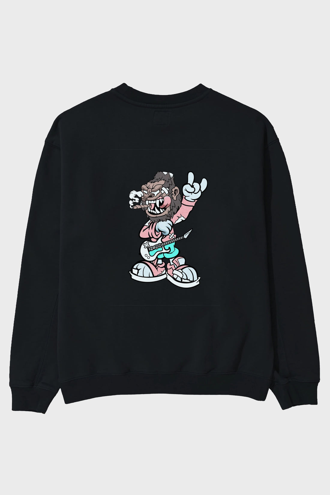 Gorilla Rockstar Arka Baskılı Oversize Sweatshirt Erkek Kadın Unisex