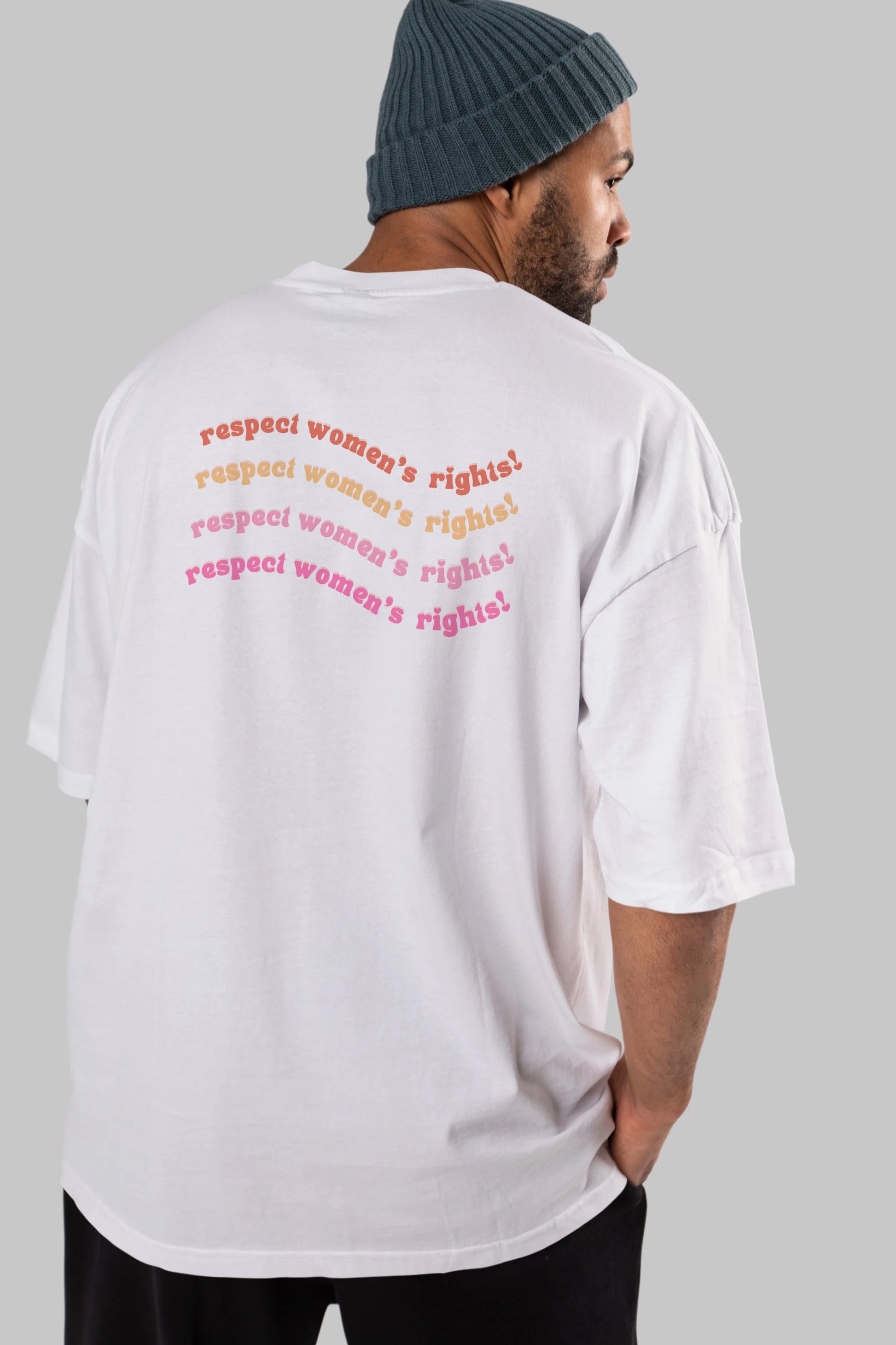 Respect Women Yazılı Arka Baskılı Oversize t-shirt Erkek Kadın Unisex