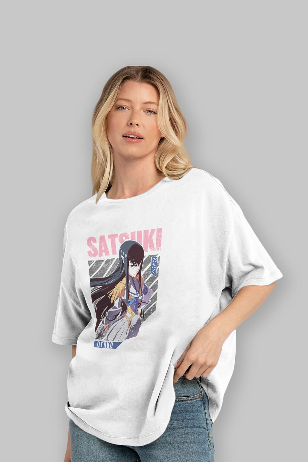 Satsuki Kiryuuin 8 Anime Ön Baskılı Oversize t-shirt %100 pamuk Erkek Kadın Unisex