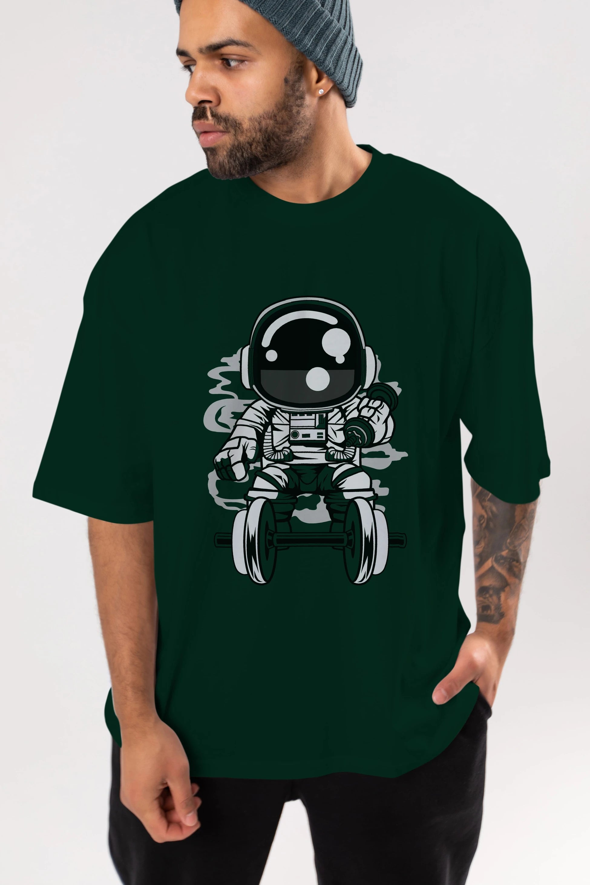 Astronaut Gym Ön Baskılı Oversize t-shirt Erkek Kadın Unisex