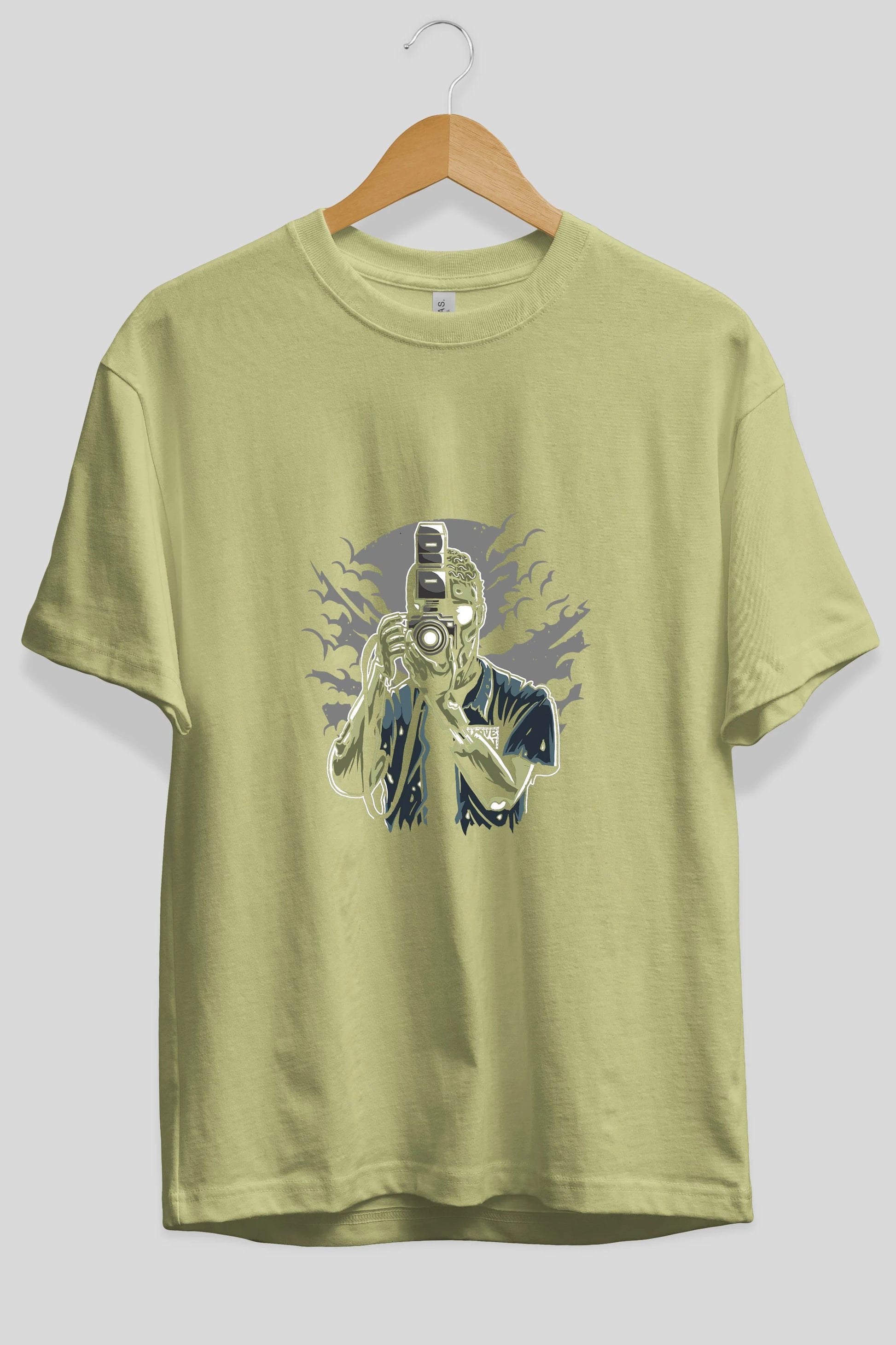 Zombie Photographer Ön Baskılı Oversize t-shirt Erkek Kadın Unisex %100 Pamuk tişort
