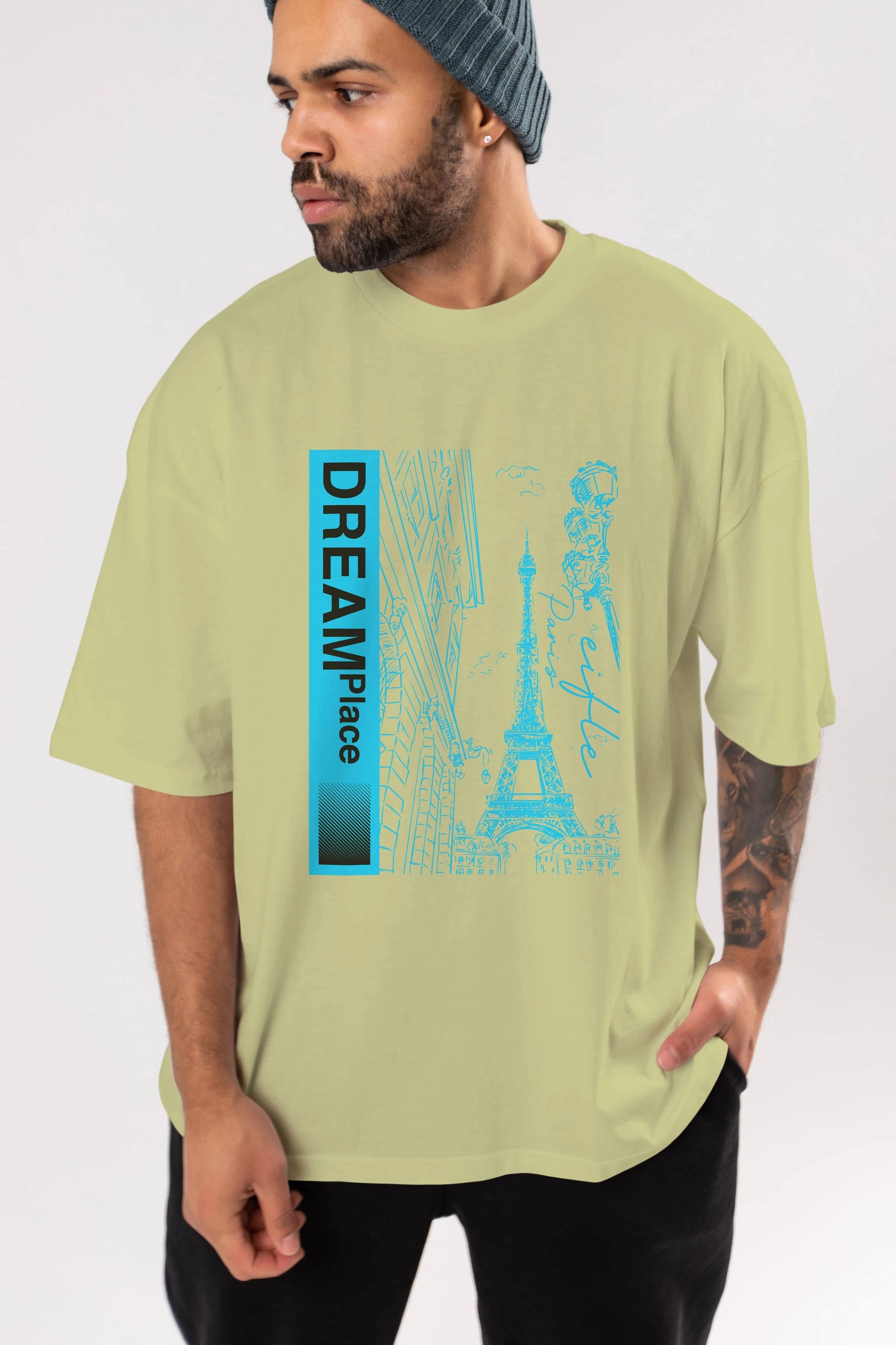 Dream Place Ön Baskılı Oversize t-shirt Erkek Kadın Unisex