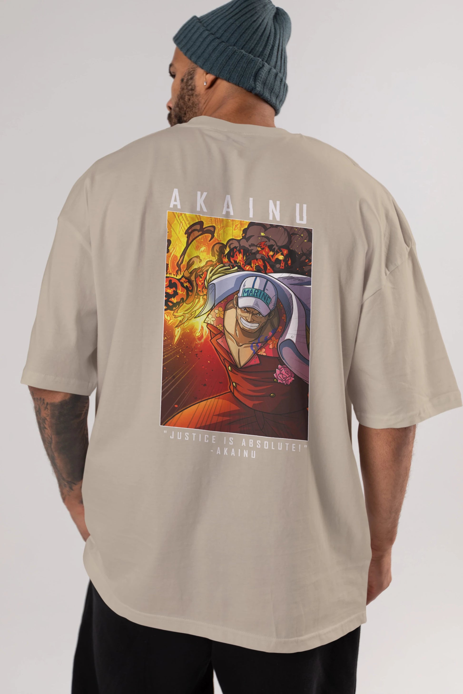 Sakazuki Anime Arka Baskılı Oversize t-shirt Erkek Kadın Unisex %100 pamuk tişort