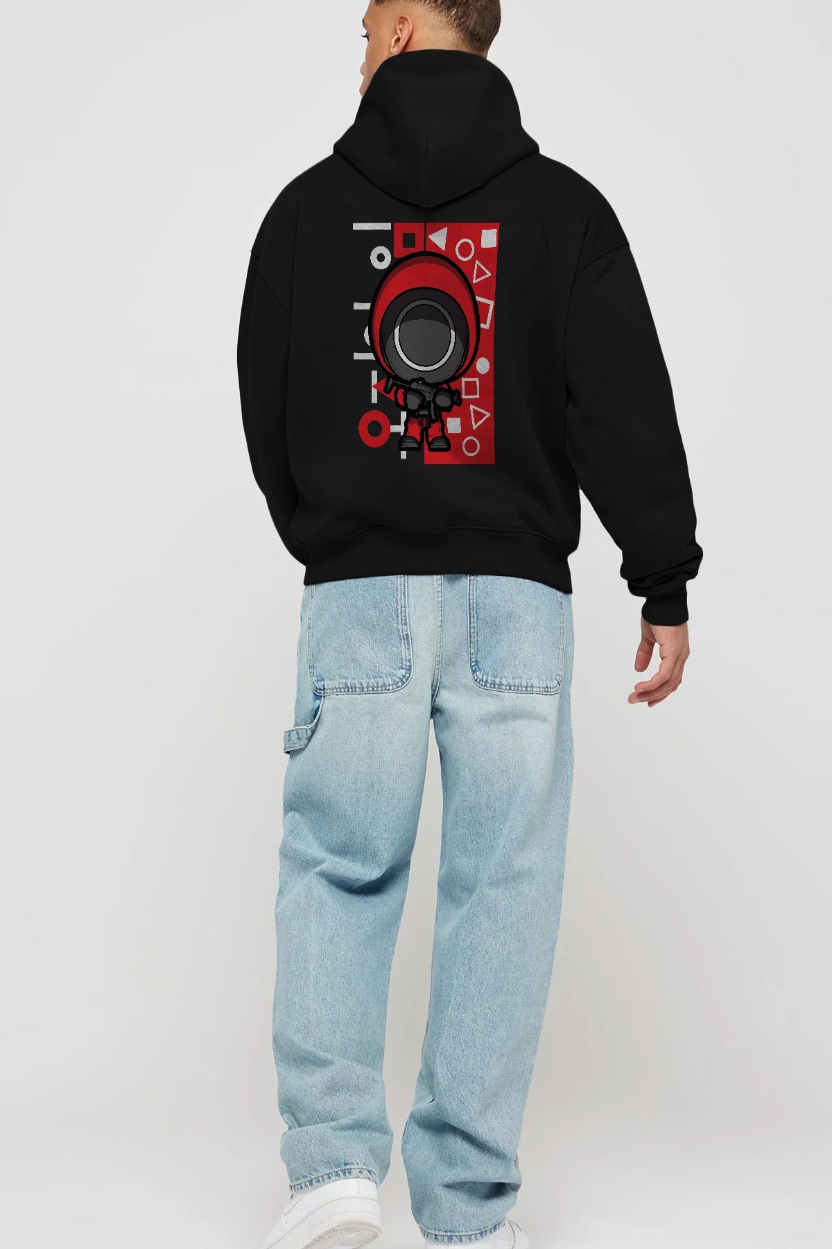 Squid Game (4) Arka Baskılı Hoodie Oversize Kapüşonlu Sweatshirt Erkek Kadın Unisex