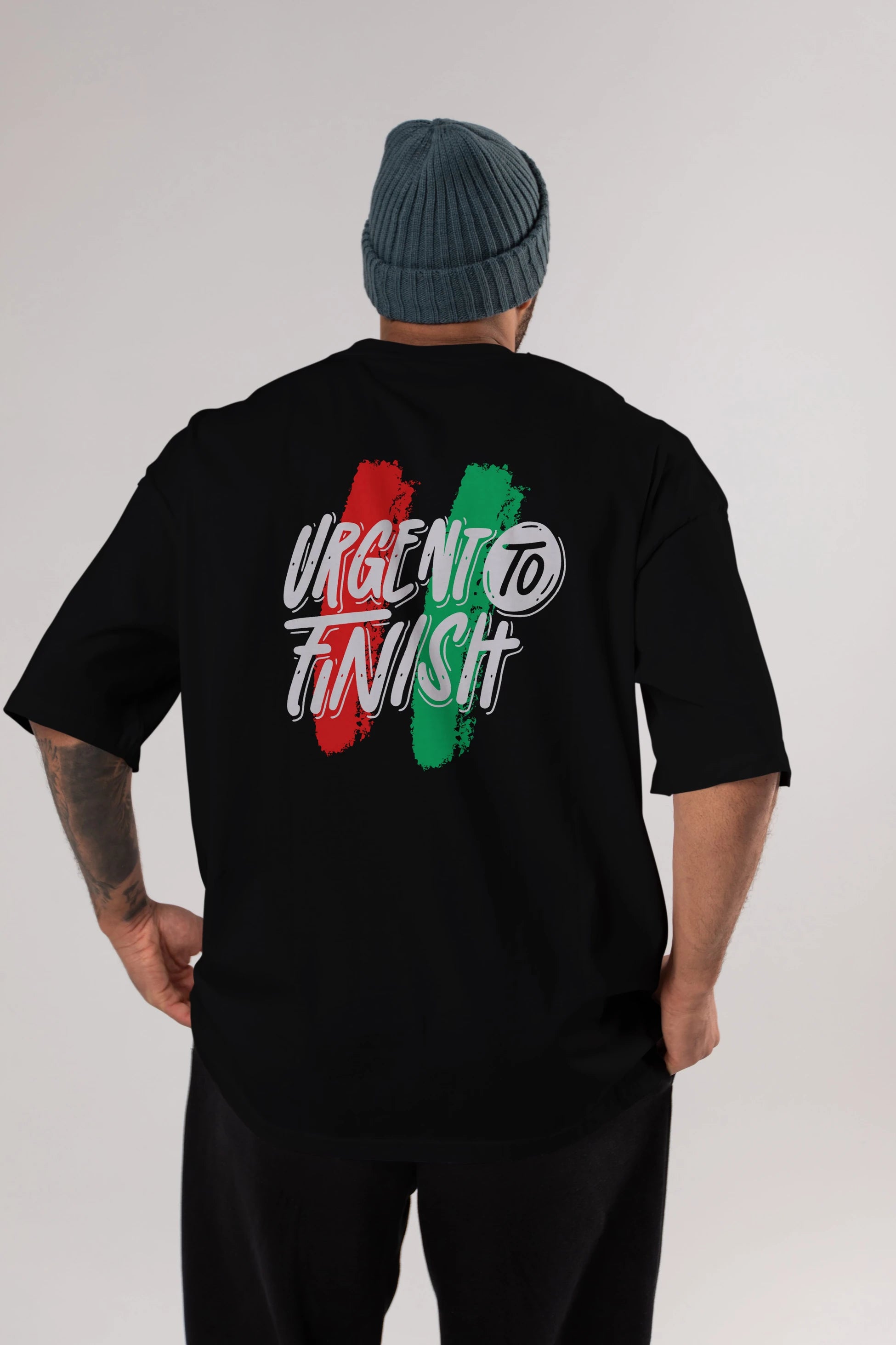 Urgent To Finish Arka Baskılı Oversize t-shirt Erkek Kadın Unisex