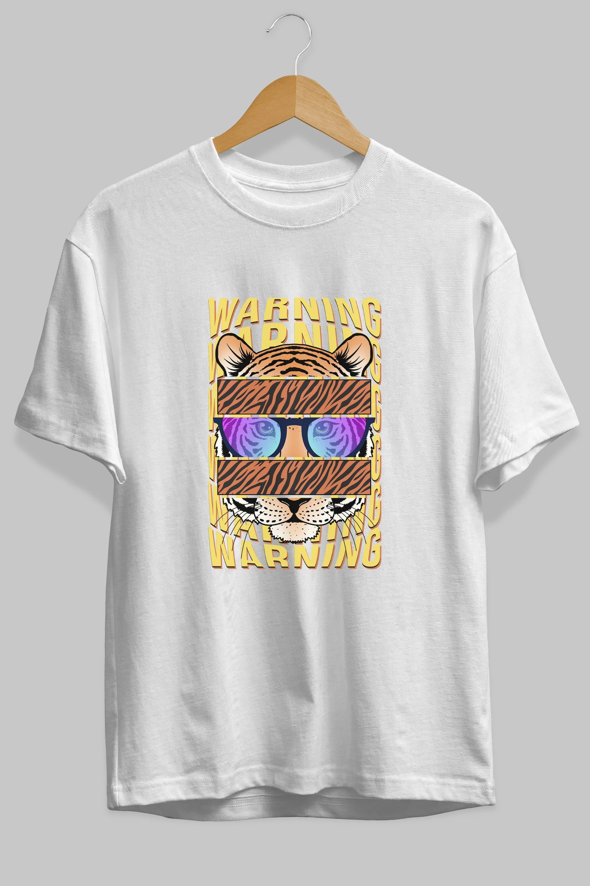 Warning Yazılı Ön Baskılı Oversize t-shirt Erkek Kadın Unisex