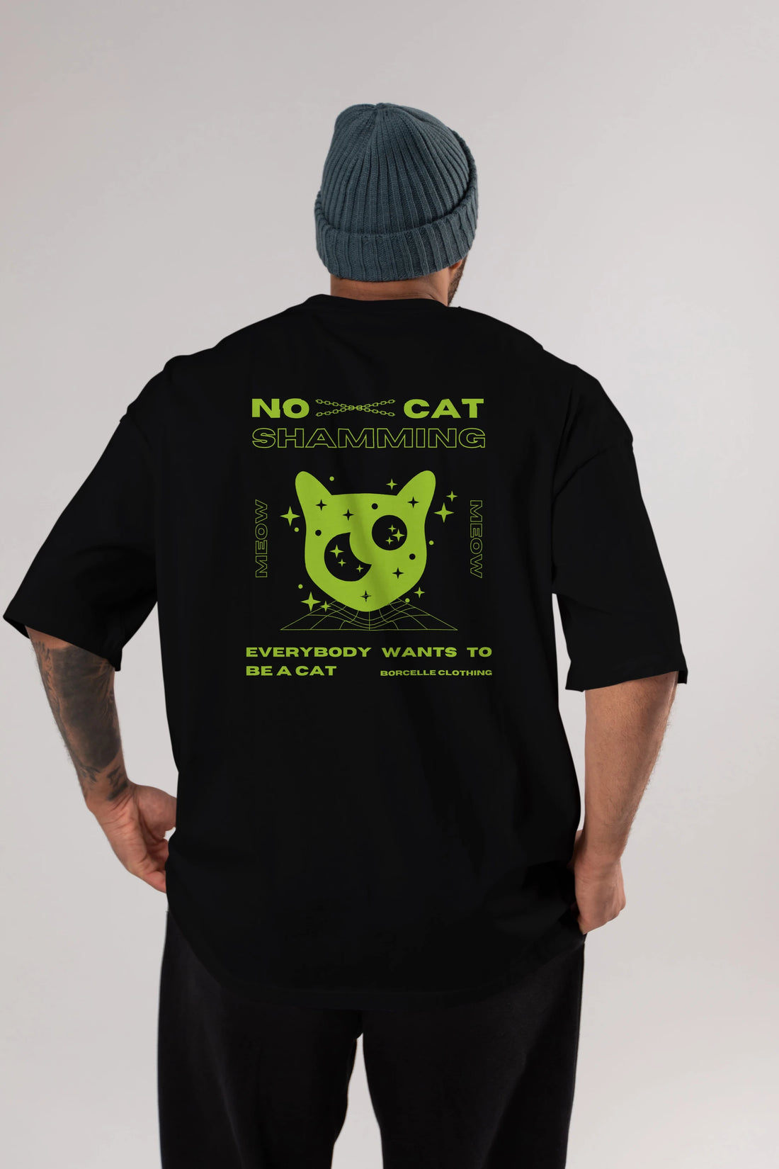 No Cat Shamming Yazılı Arka Baskılı Oversize t-shirt Erkek Kadın Unisex