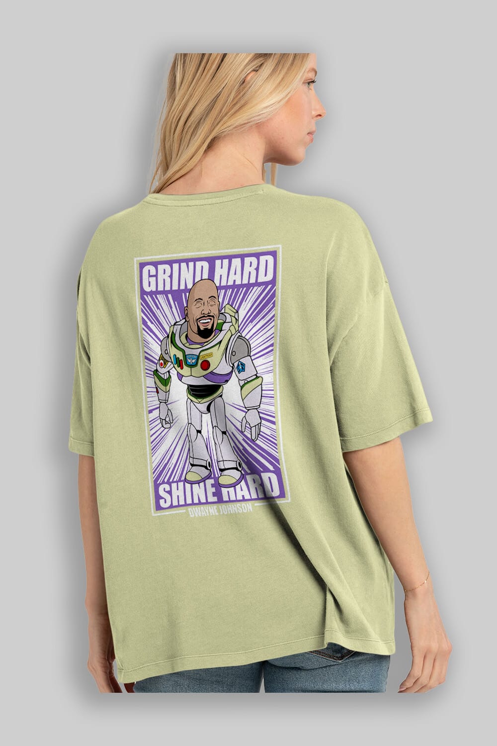 Dwayne Johnson Buzz Lightyear Arka Baskılı Oversize t-shirt Erkek Kadın Unisex %100 Pamuk tişort