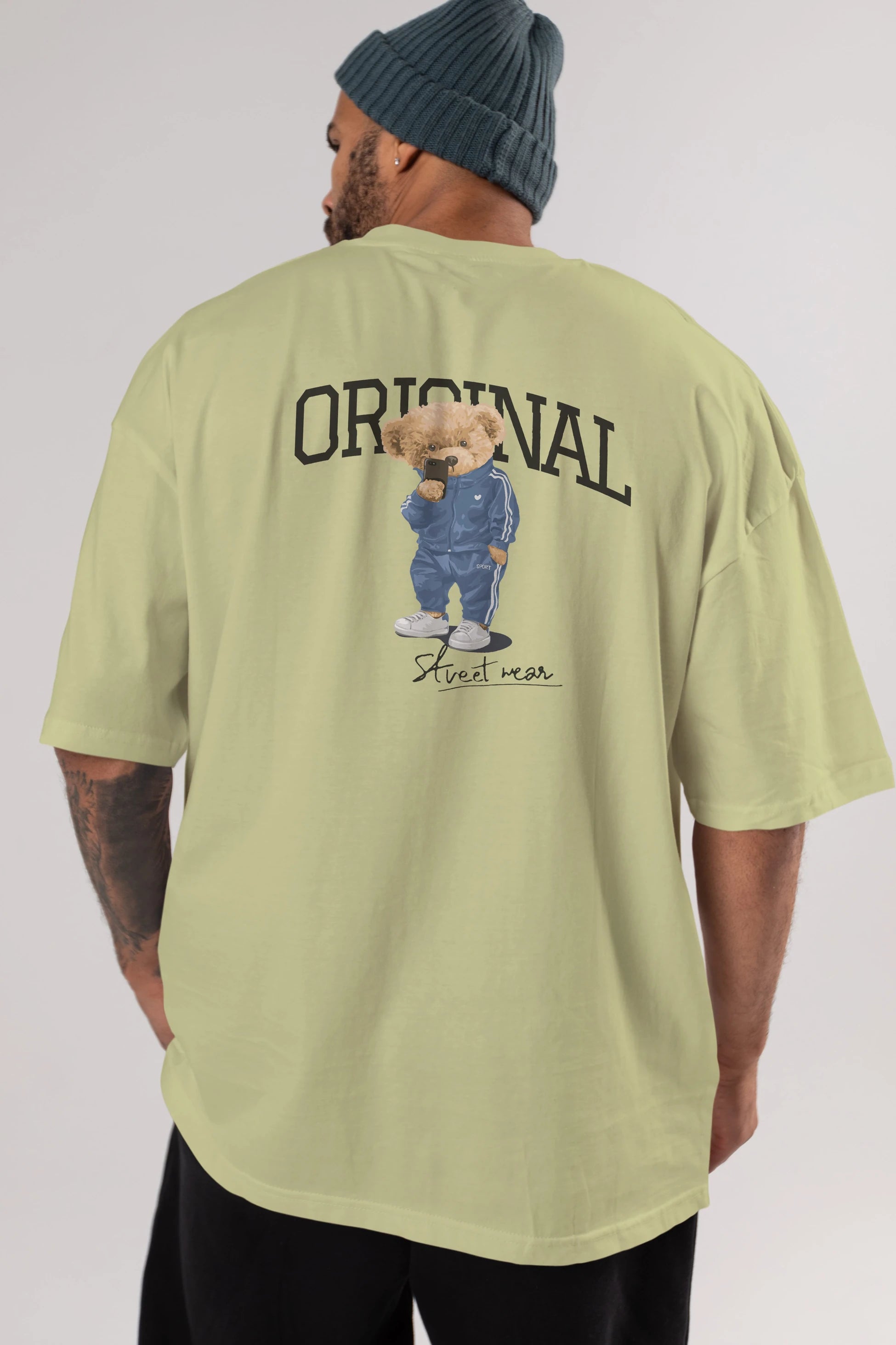 Teddy Bear Original Arka Baskılı Oversize t-shirt Erkek Kadın Unisex %100 Pamuk