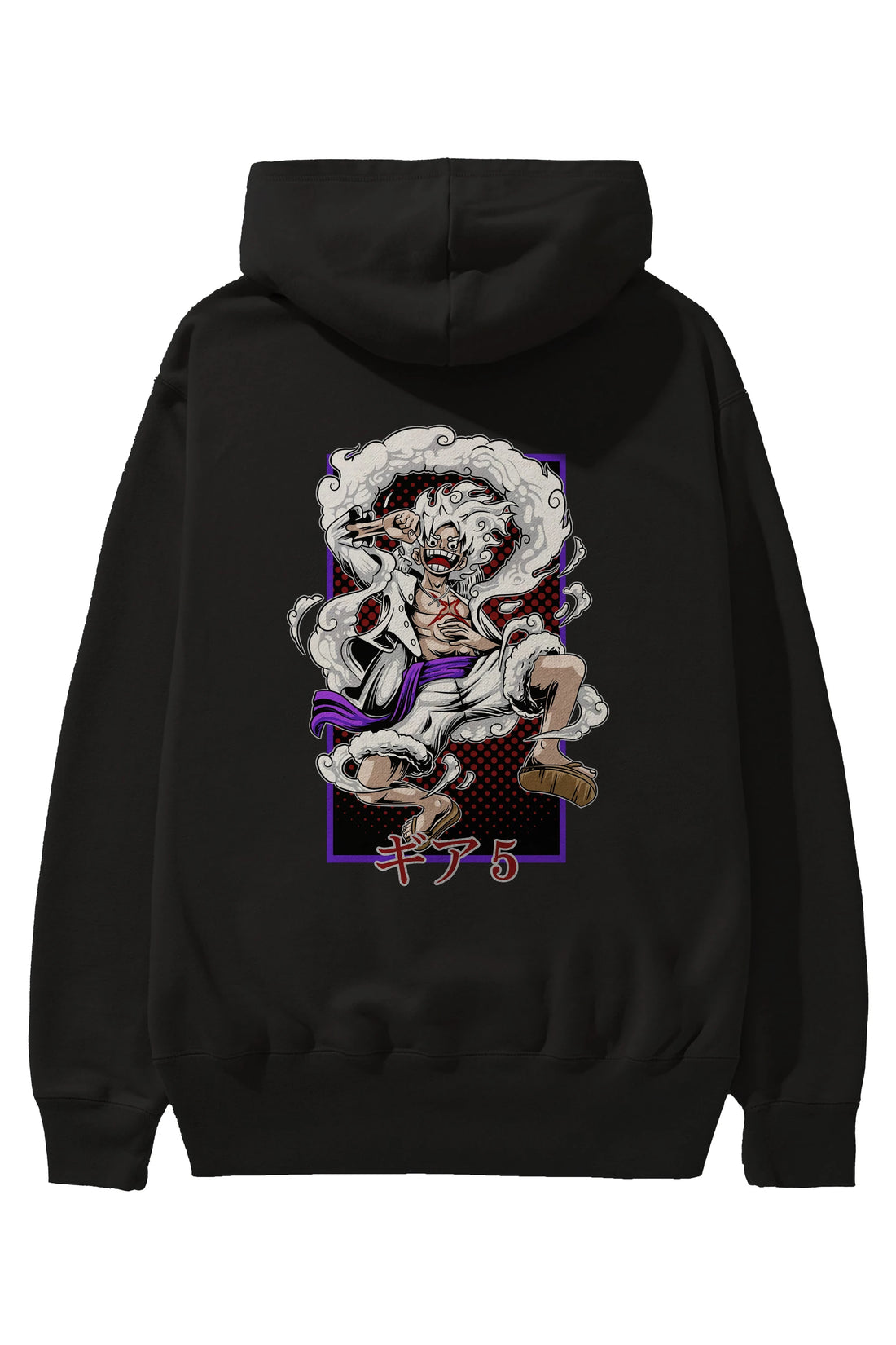 LUFFY GEAR 5 RECUADRO Anime Arka Baskılı Hoodie Oversize Kapüşonlu Sweatshirt Erkek Kadın Unisex
