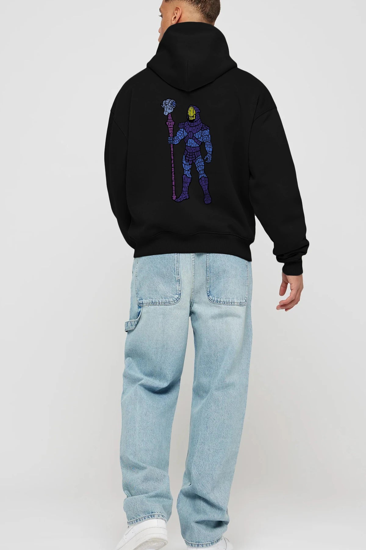 Skull Face Arka Baskılı Hoodie Oversize Kapüşonlu Sweatshirt Erkek Kadın Unisex
